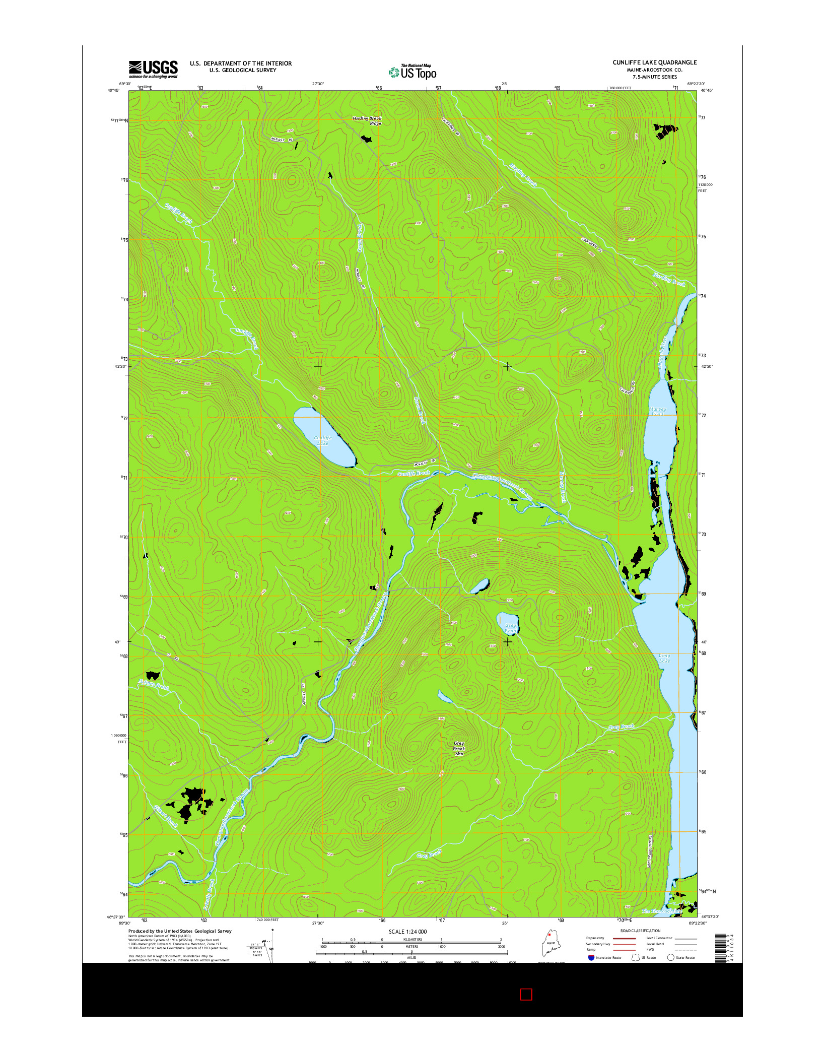 USGS US TOPO 7.5-MINUTE MAP FOR CUNLIFFE LAKE, ME 2014