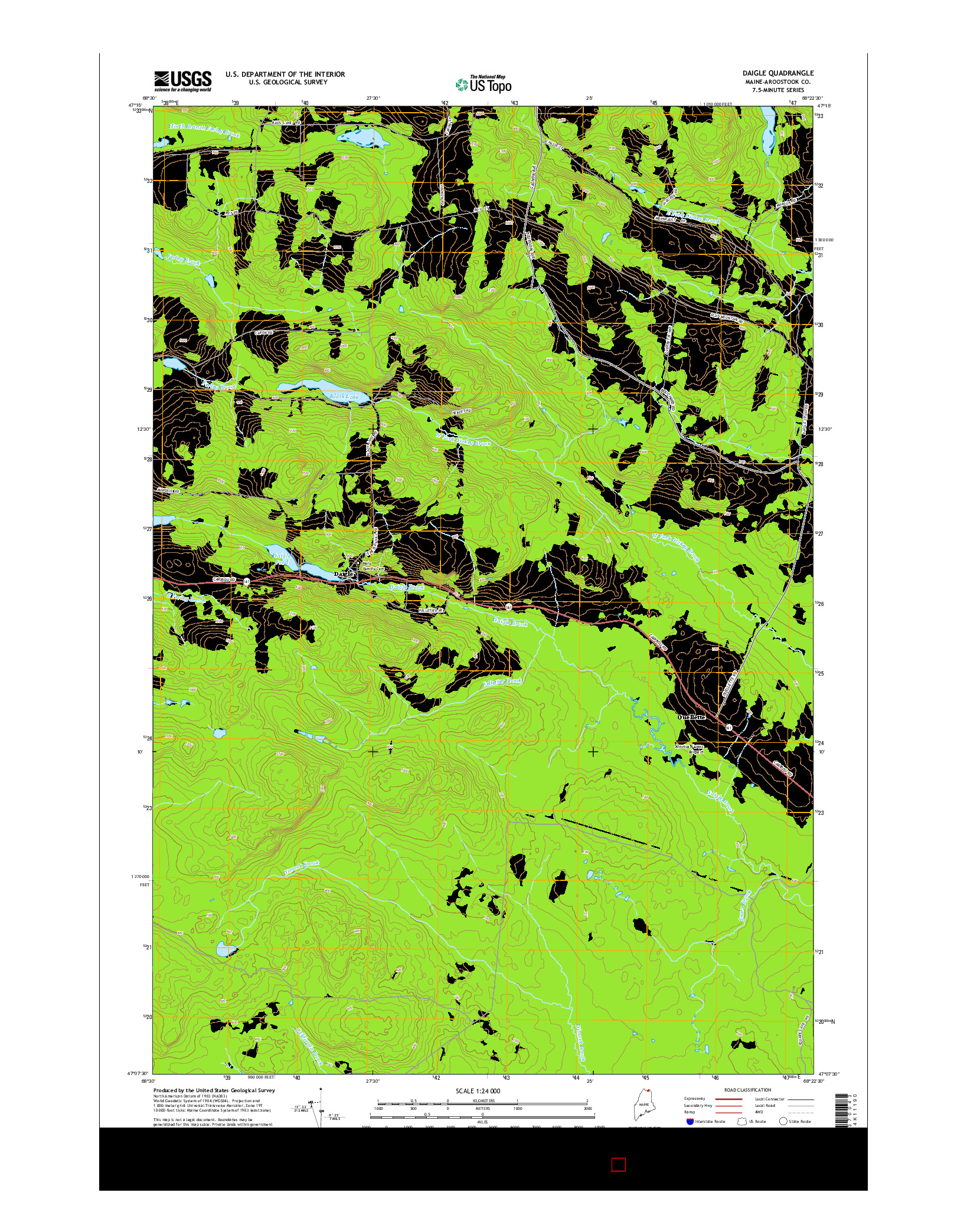 USGS US TOPO 7.5-MINUTE MAP FOR DAIGLE, ME 2014