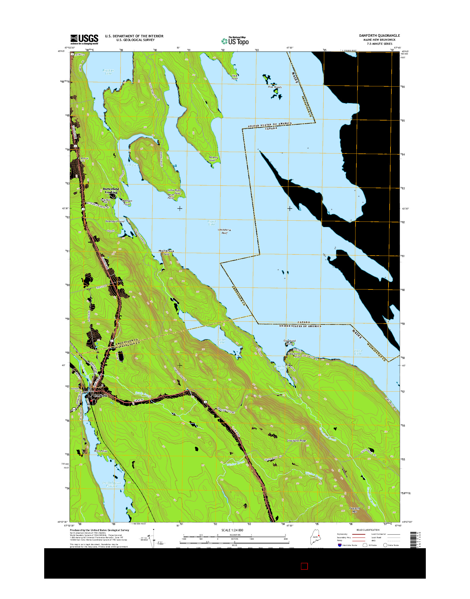 USGS US TOPO 7.5-MINUTE MAP FOR DANFORTH, ME-NB 2014