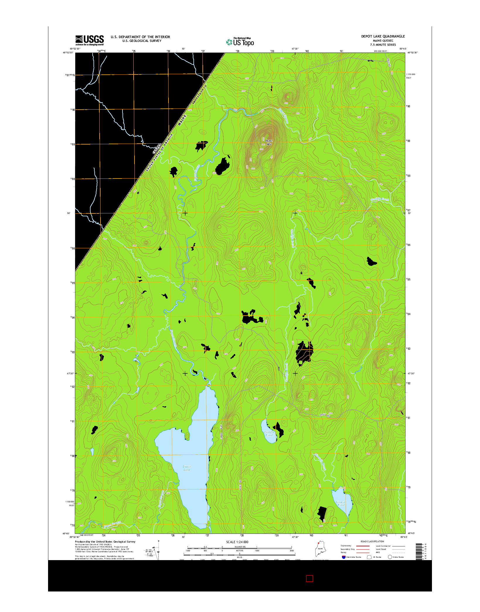 USGS US TOPO 7.5-MINUTE MAP FOR DEPOT LAKE, ME-QC 2014
