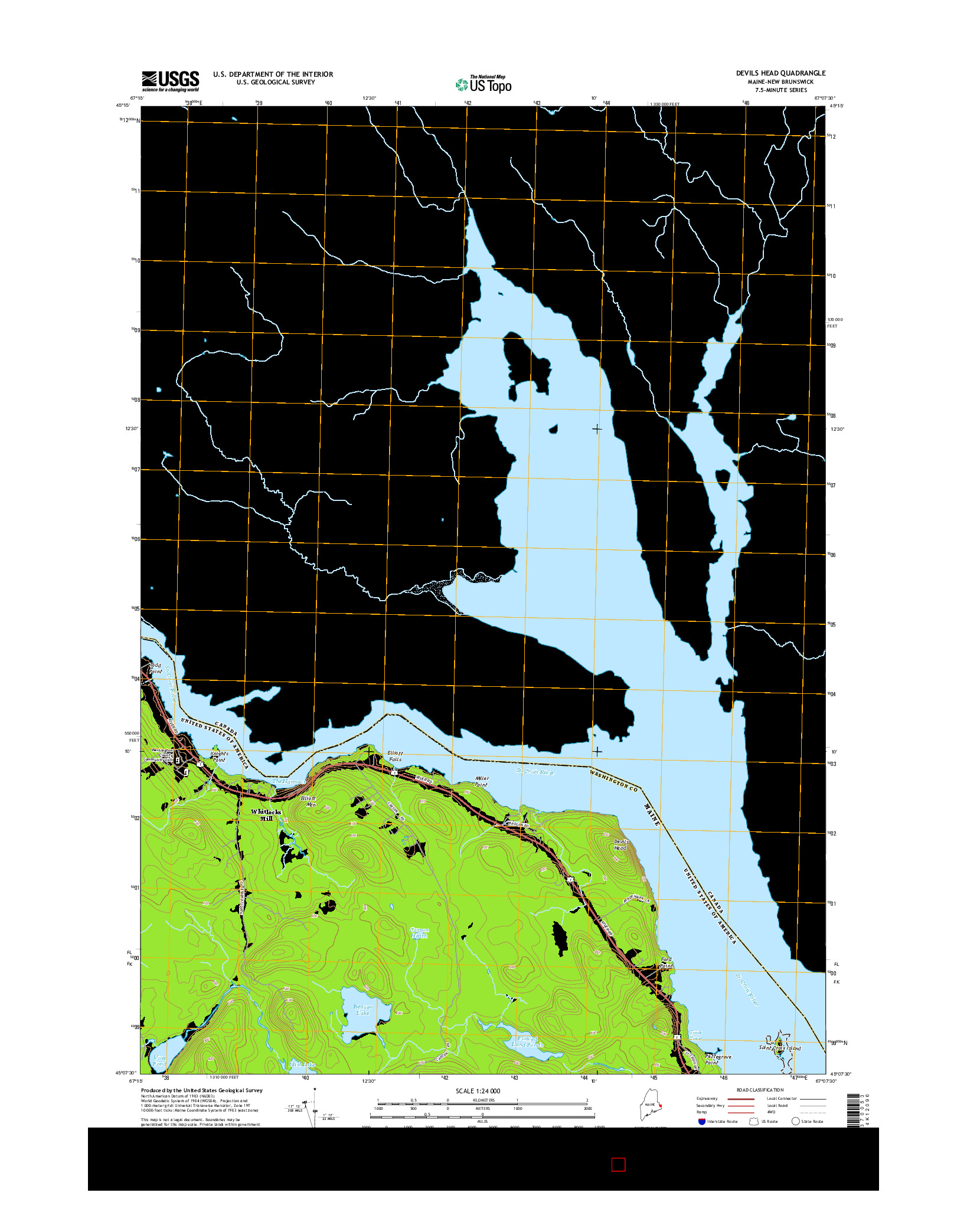 USGS US TOPO 7.5-MINUTE MAP FOR DEVILS HEAD, ME-NB 2014