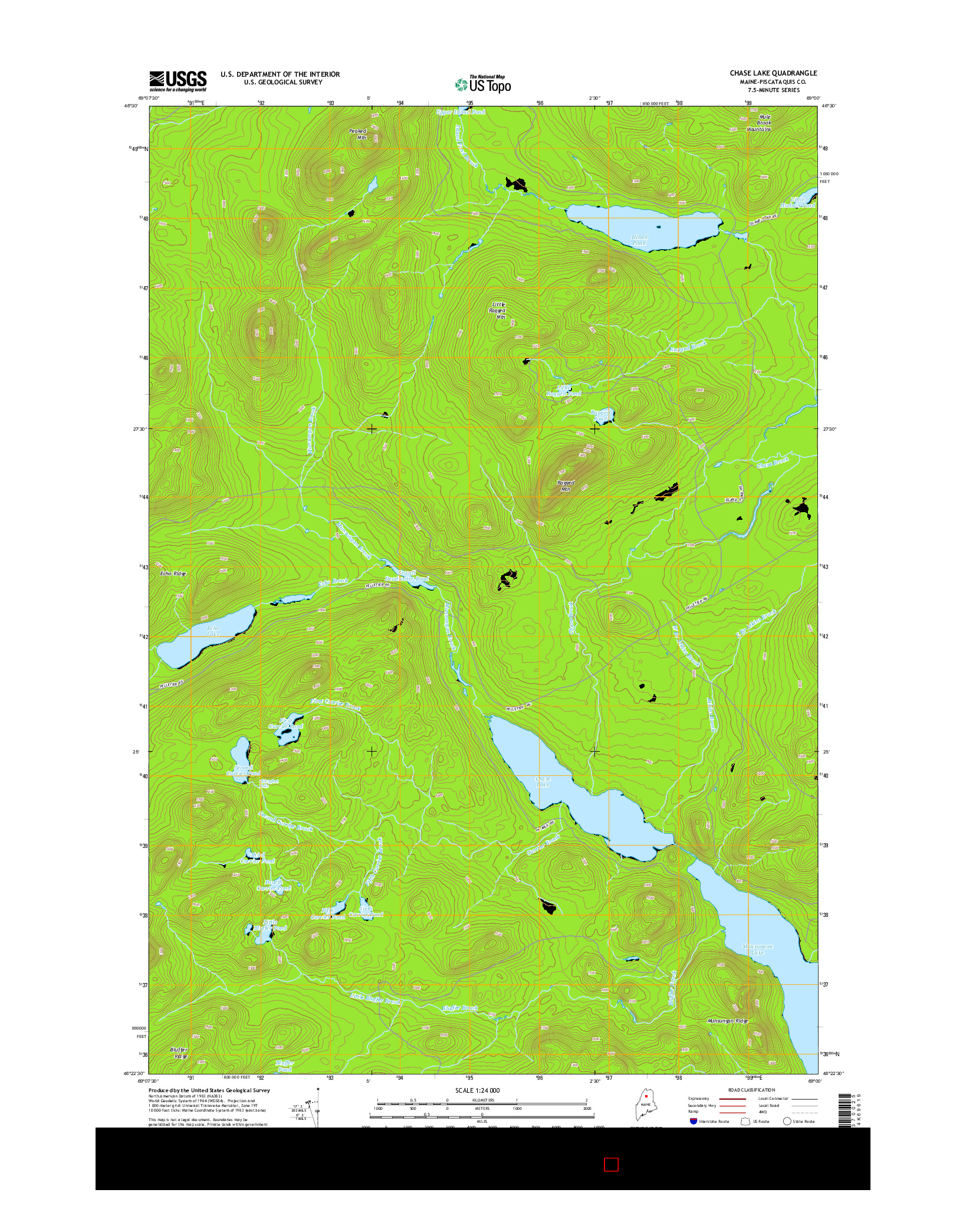 USGS US TOPO 7.5-MINUTE MAP FOR CHASE LAKE, ME 2014