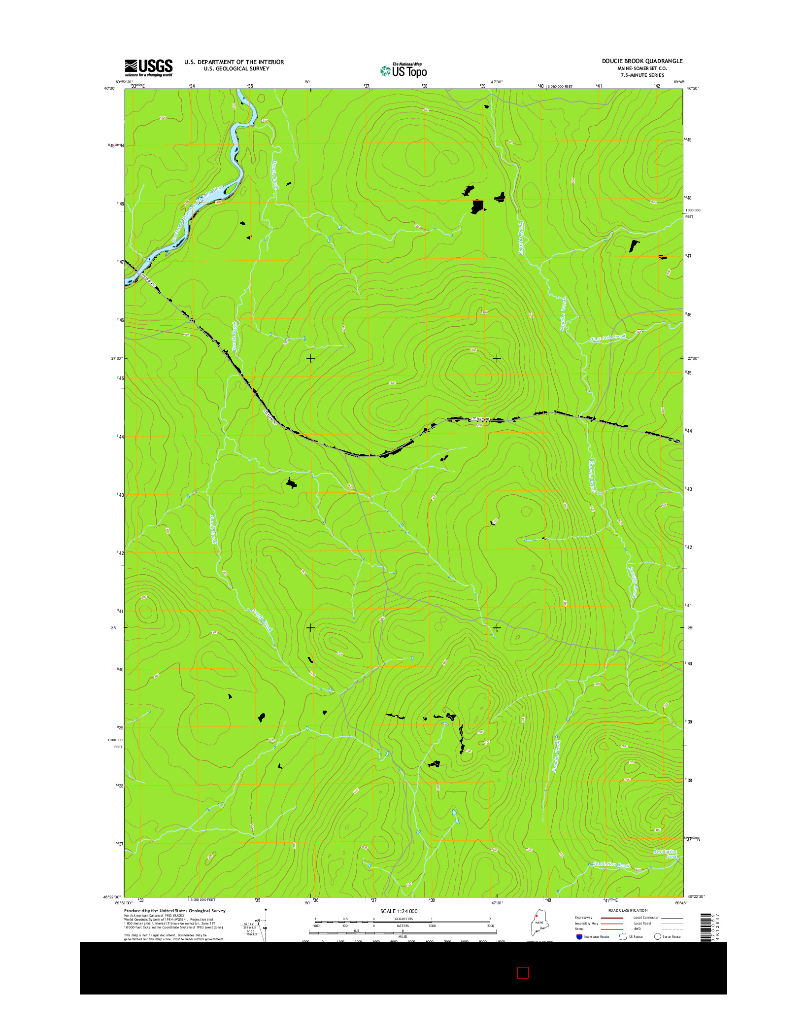 USGS US TOPO 7.5-MINUTE MAP FOR DOUCIE BROOK, ME 2014