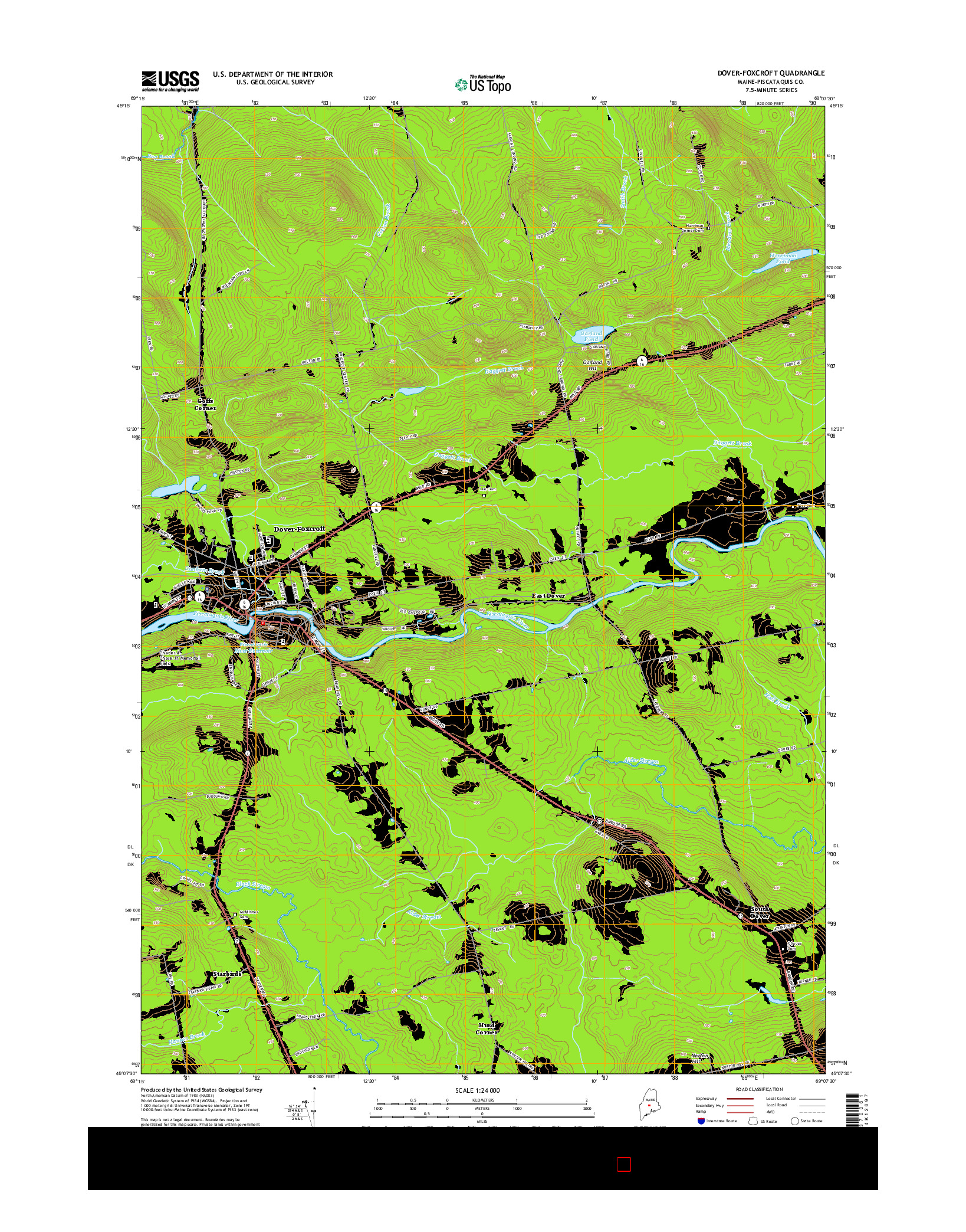 USGS US TOPO 7.5-MINUTE MAP FOR DOVER-FOXCROFT, ME 2014