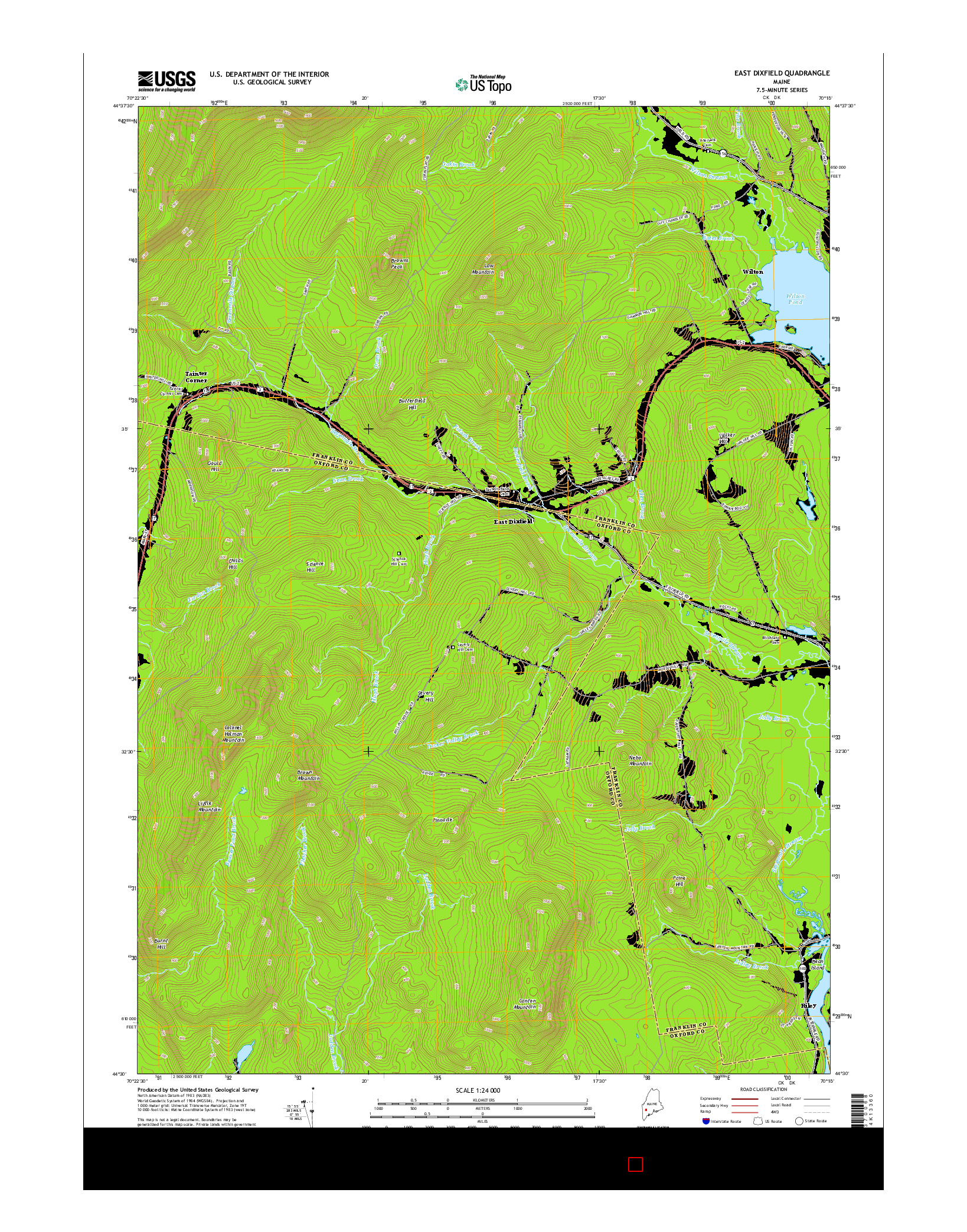 USGS US TOPO 7.5-MINUTE MAP FOR EAST DIXFIELD, ME 2014