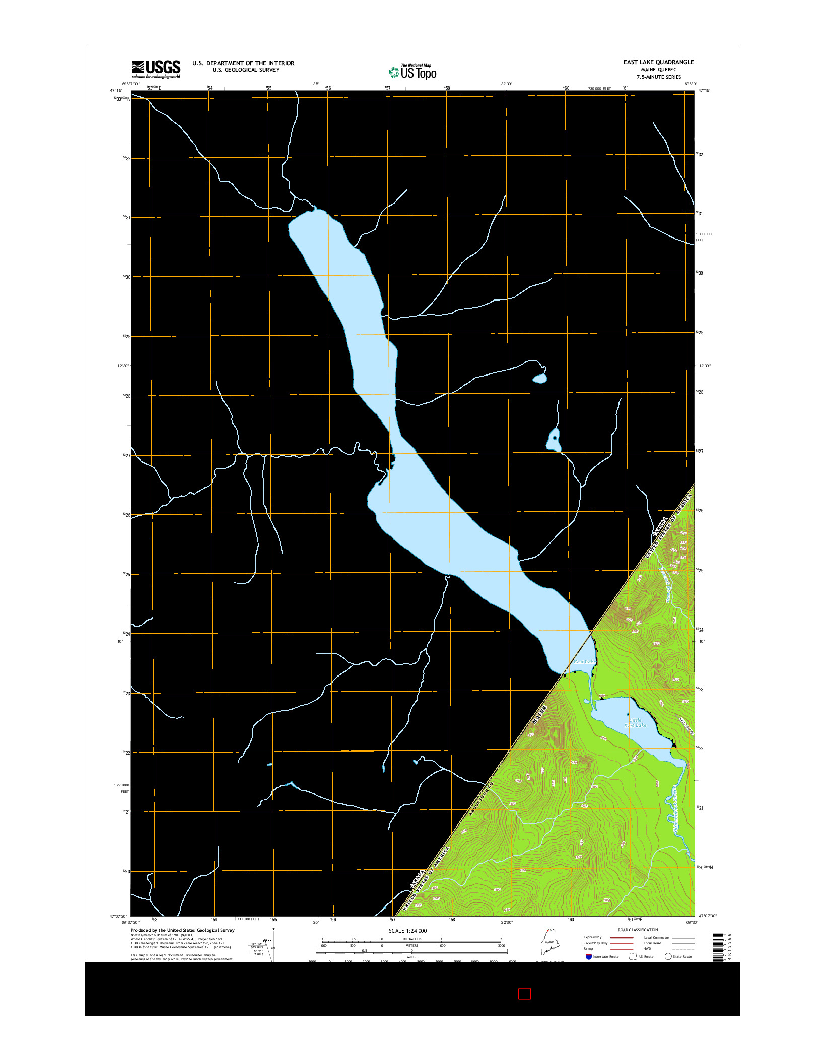 USGS US TOPO 7.5-MINUTE MAP FOR EAST LAKE, ME-QC 2014