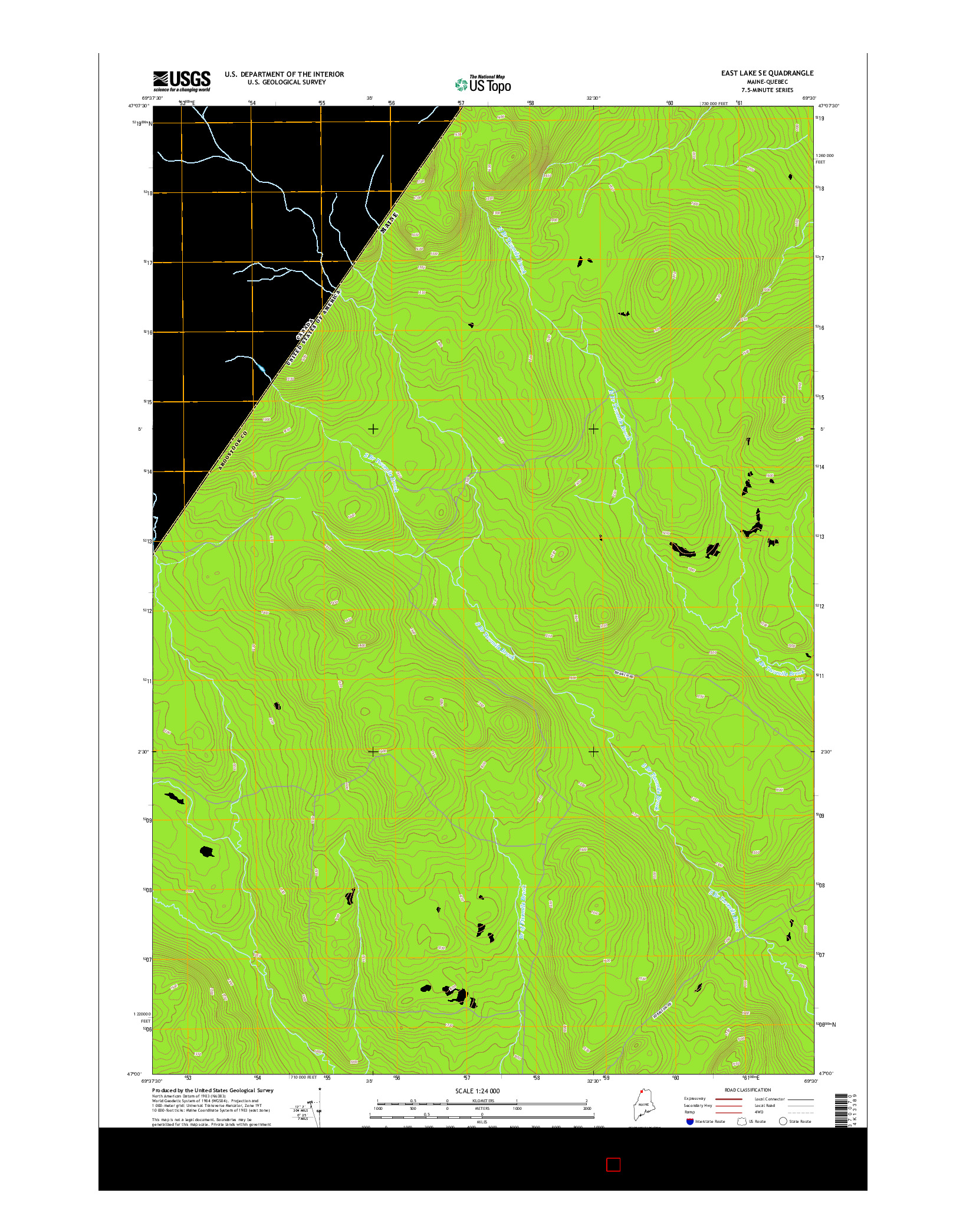USGS US TOPO 7.5-MINUTE MAP FOR EAST LAKE SE, ME-QC 2014