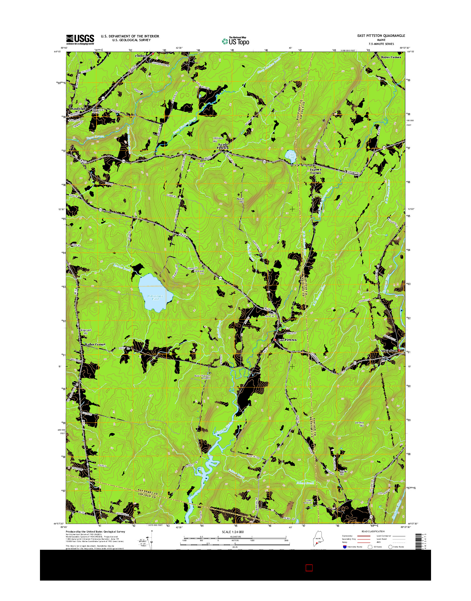 USGS US TOPO 7.5-MINUTE MAP FOR EAST PITTSTON, ME 2014