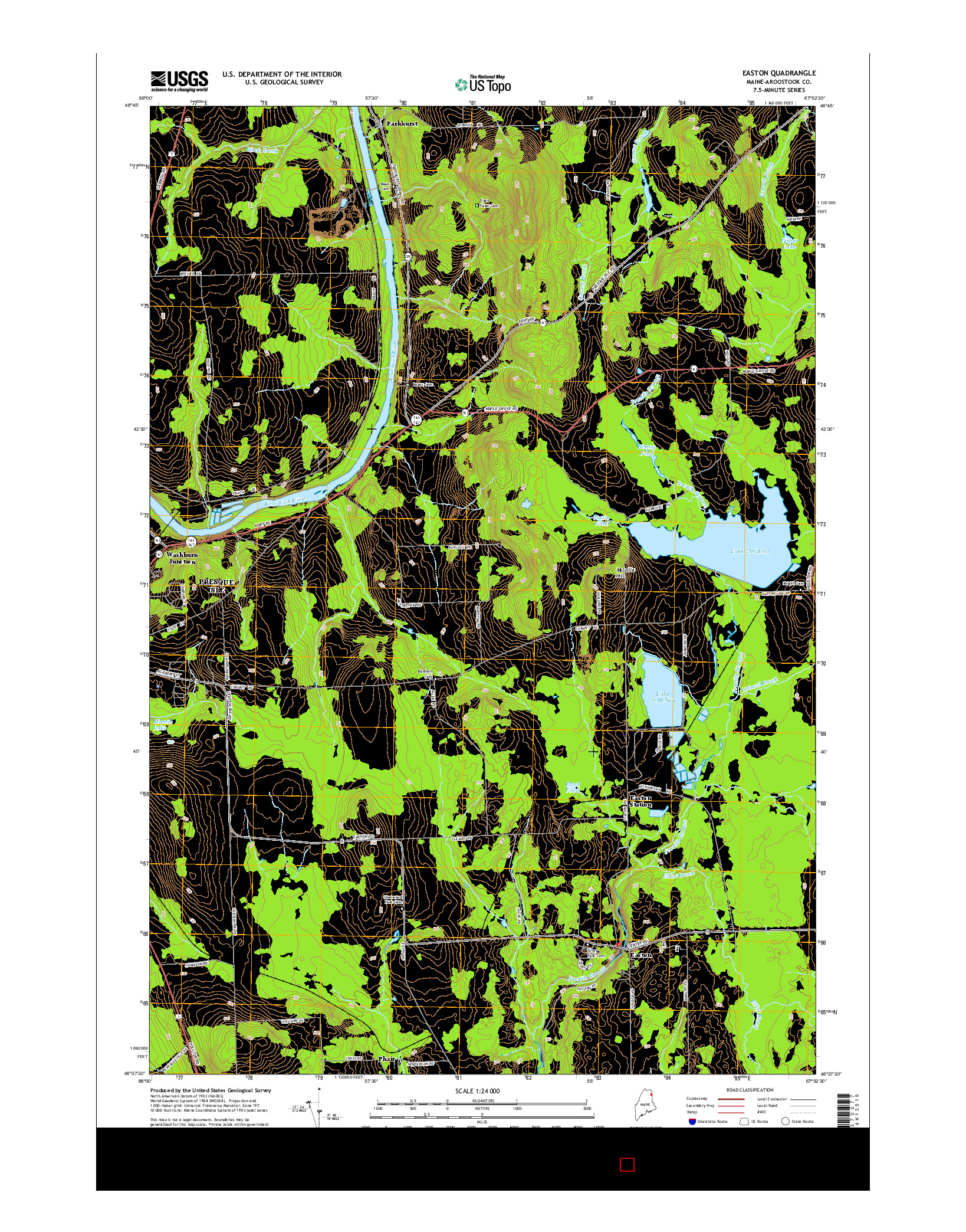 USGS US TOPO 7.5-MINUTE MAP FOR EASTON, ME 2014