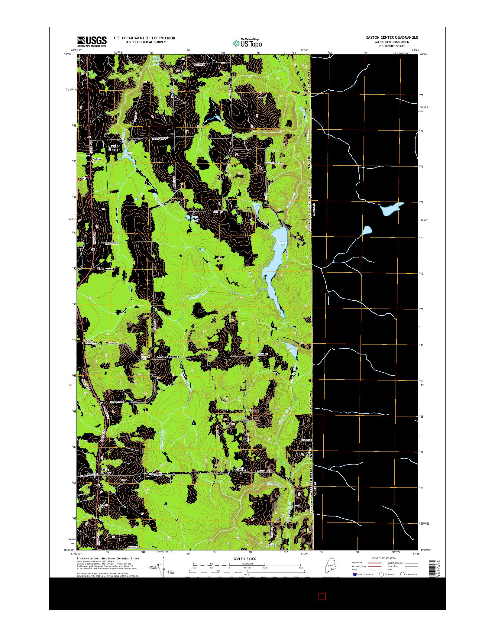 USGS US TOPO 7.5-MINUTE MAP FOR EASTON CENTER, ME-NB 2014