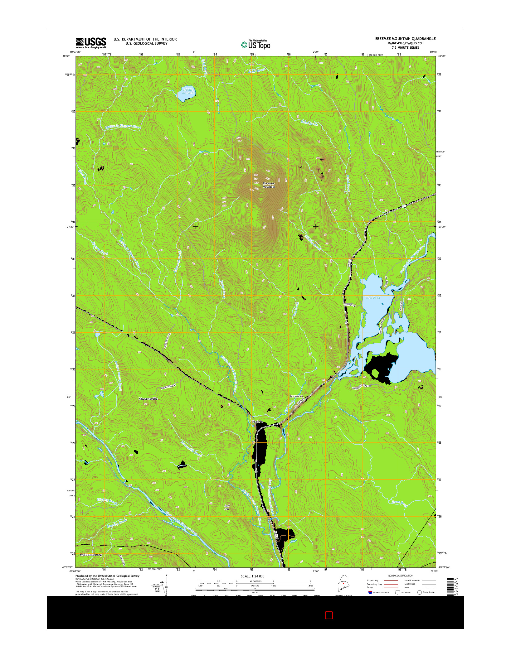 USGS US TOPO 7.5-MINUTE MAP FOR EBEEMEE MOUNTAIN, ME 2014
