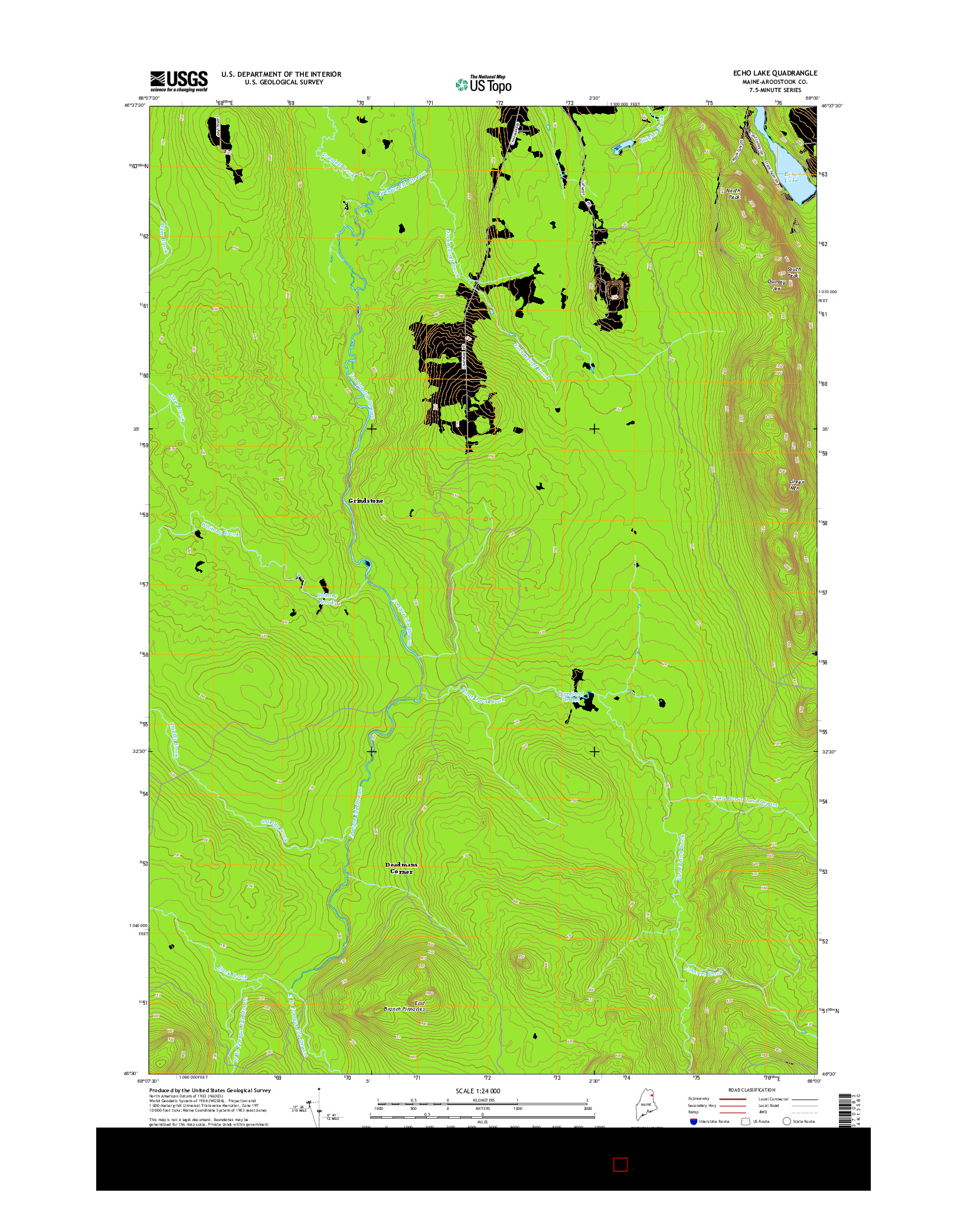 USGS US TOPO 7.5-MINUTE MAP FOR ECHO LAKE, ME 2014