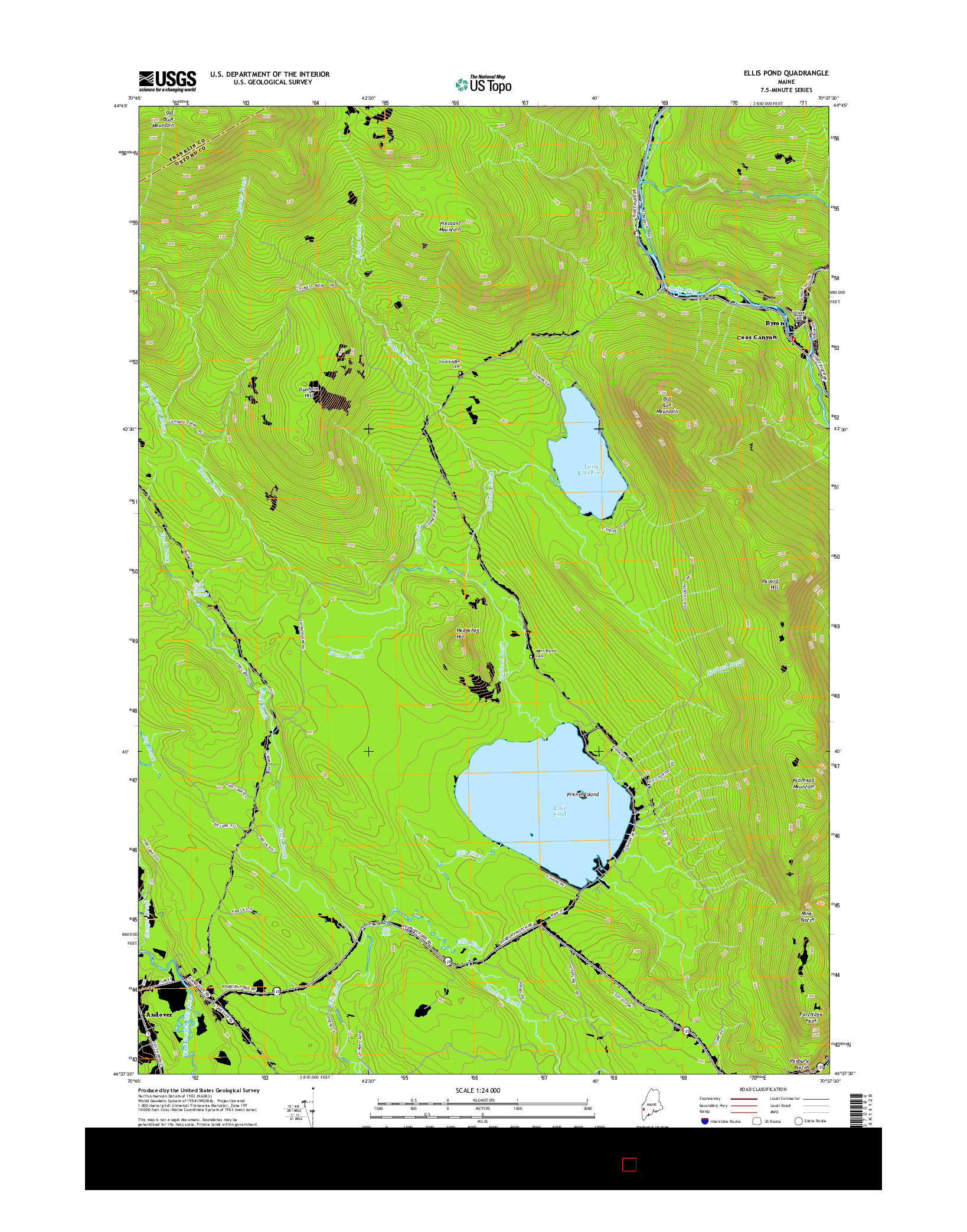 USGS US TOPO 7.5-MINUTE MAP FOR ELLIS POND, ME 2014