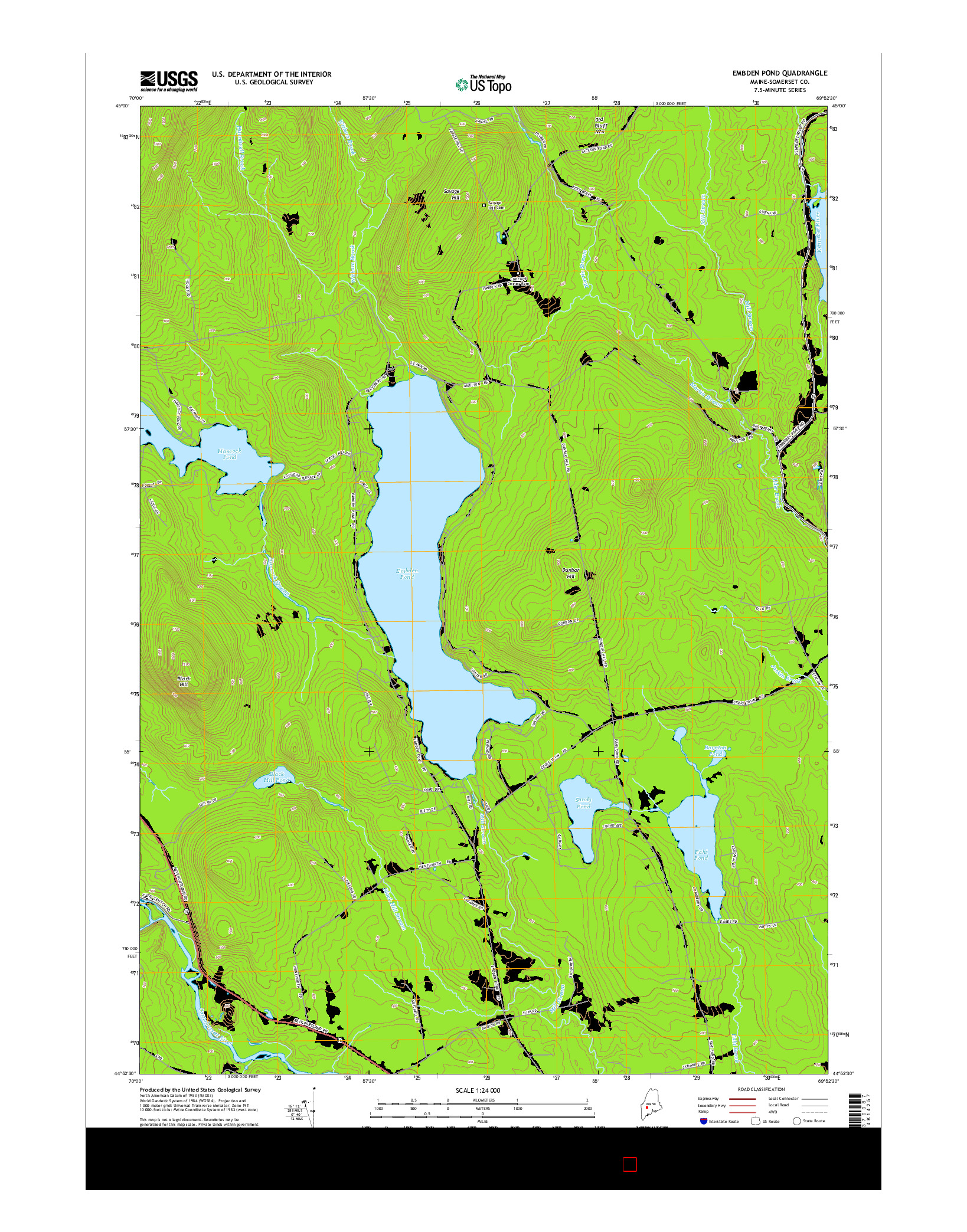 USGS US TOPO 7.5-MINUTE MAP FOR EMBDEN POND, ME 2014