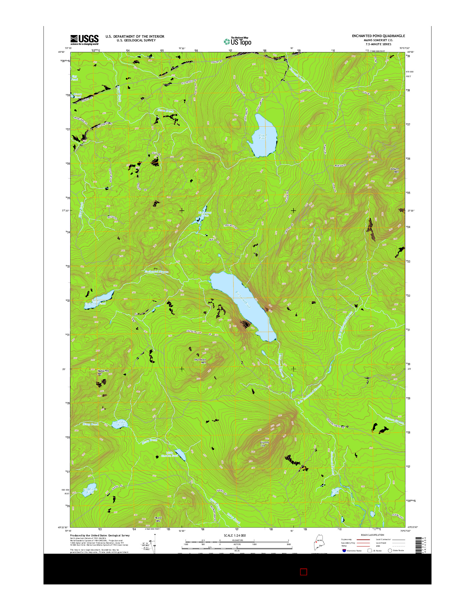 USGS US TOPO 7.5-MINUTE MAP FOR ENCHANTED POND, ME 2014