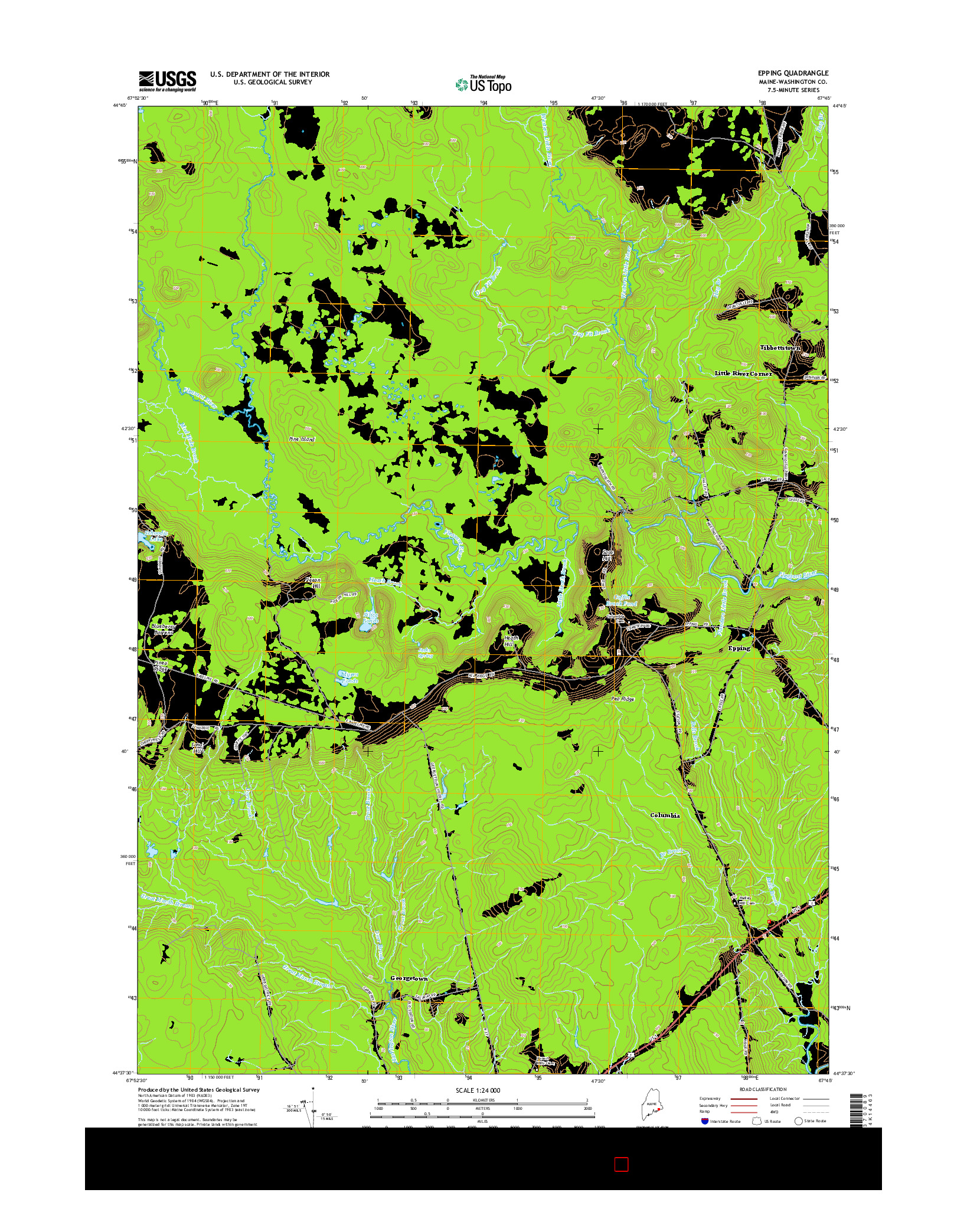 USGS US TOPO 7.5-MINUTE MAP FOR EPPING, ME 2014