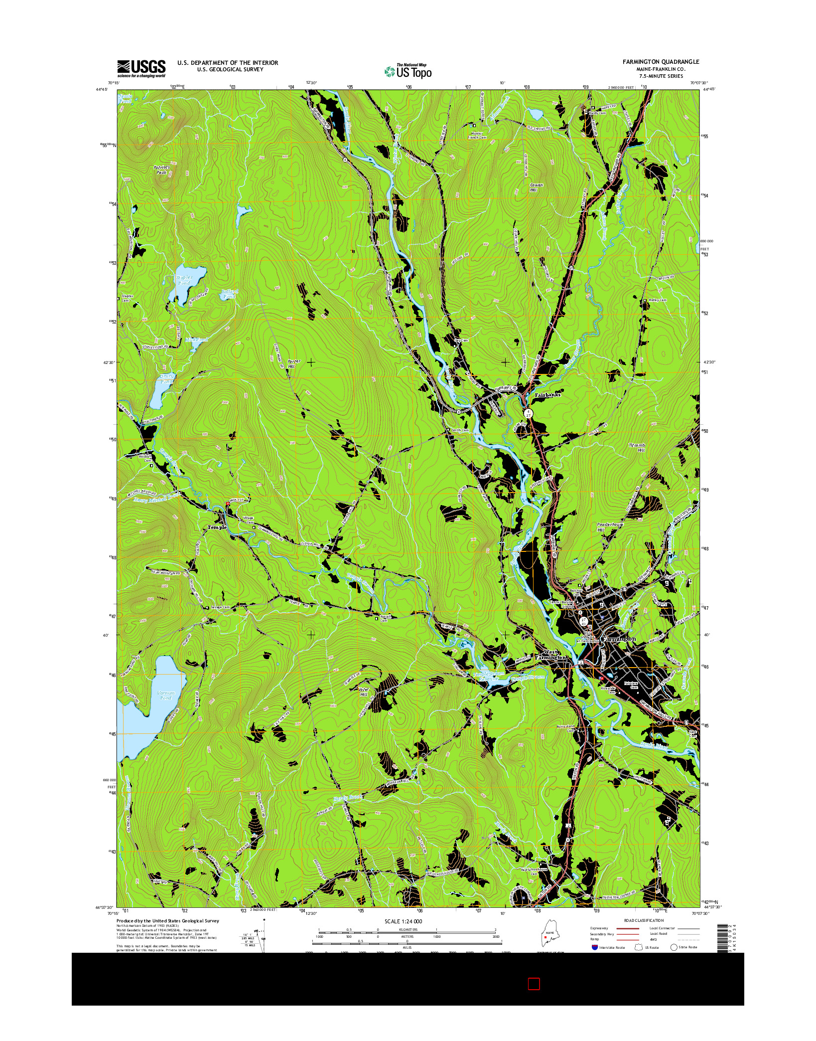 USGS US TOPO 7.5-MINUTE MAP FOR FARMINGTON, ME 2014