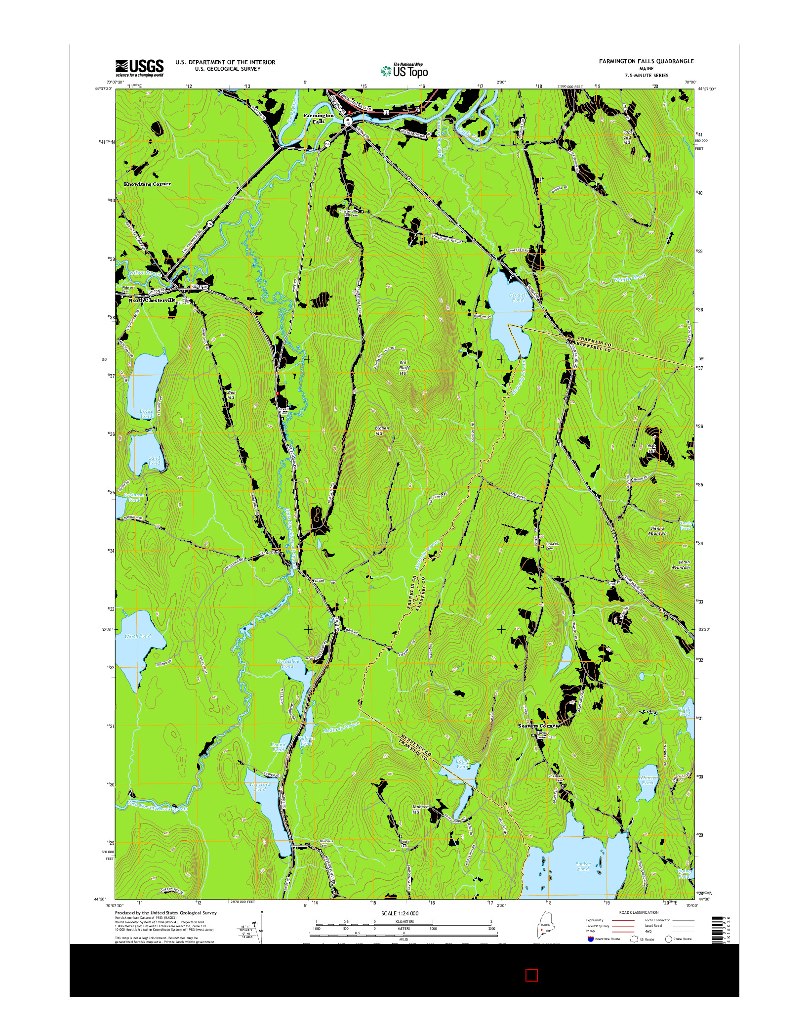 USGS US TOPO 7.5-MINUTE MAP FOR FARMINGTON FALLS, ME 2014