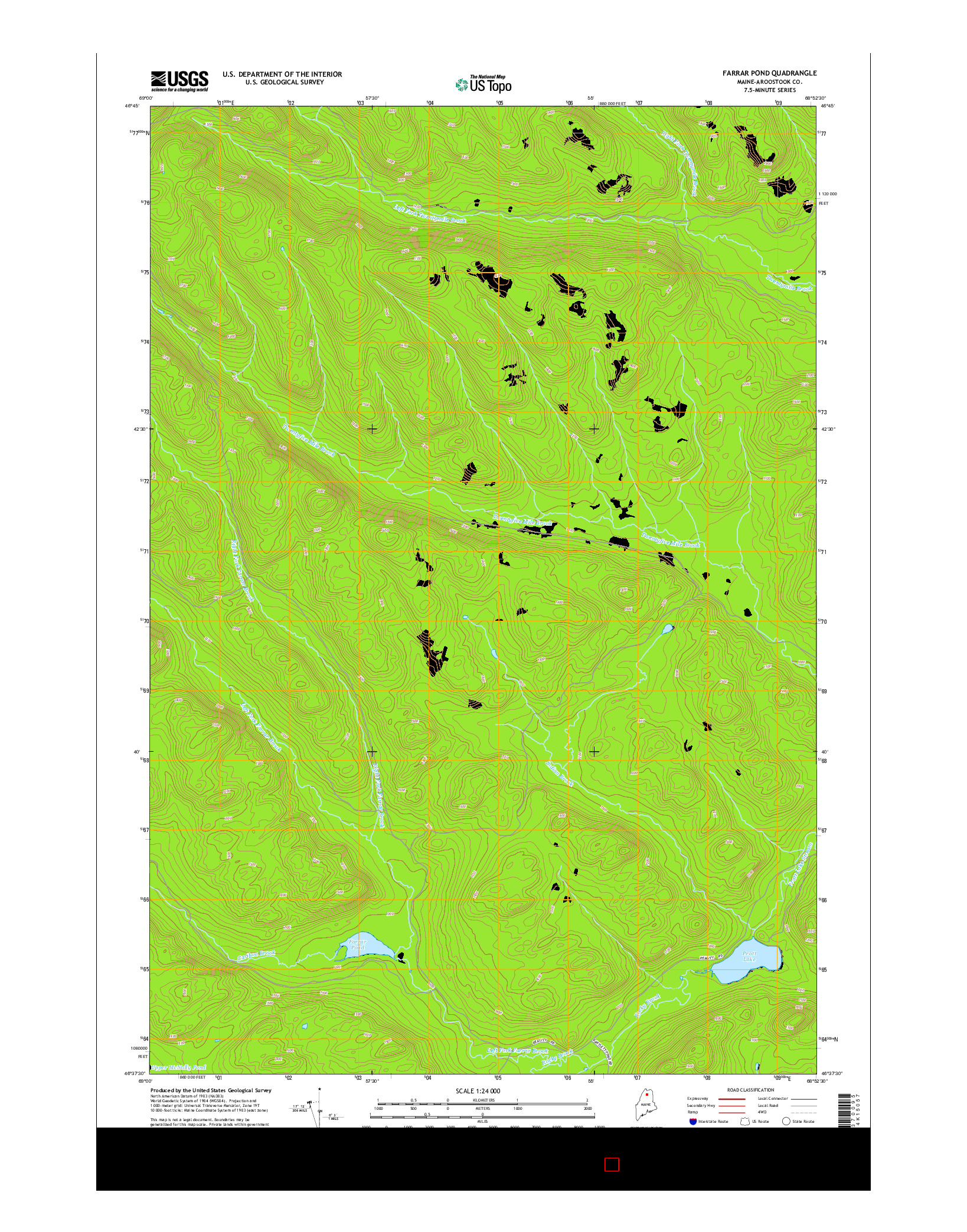 USGS US TOPO 7.5-MINUTE MAP FOR FARRAR POND, ME 2014