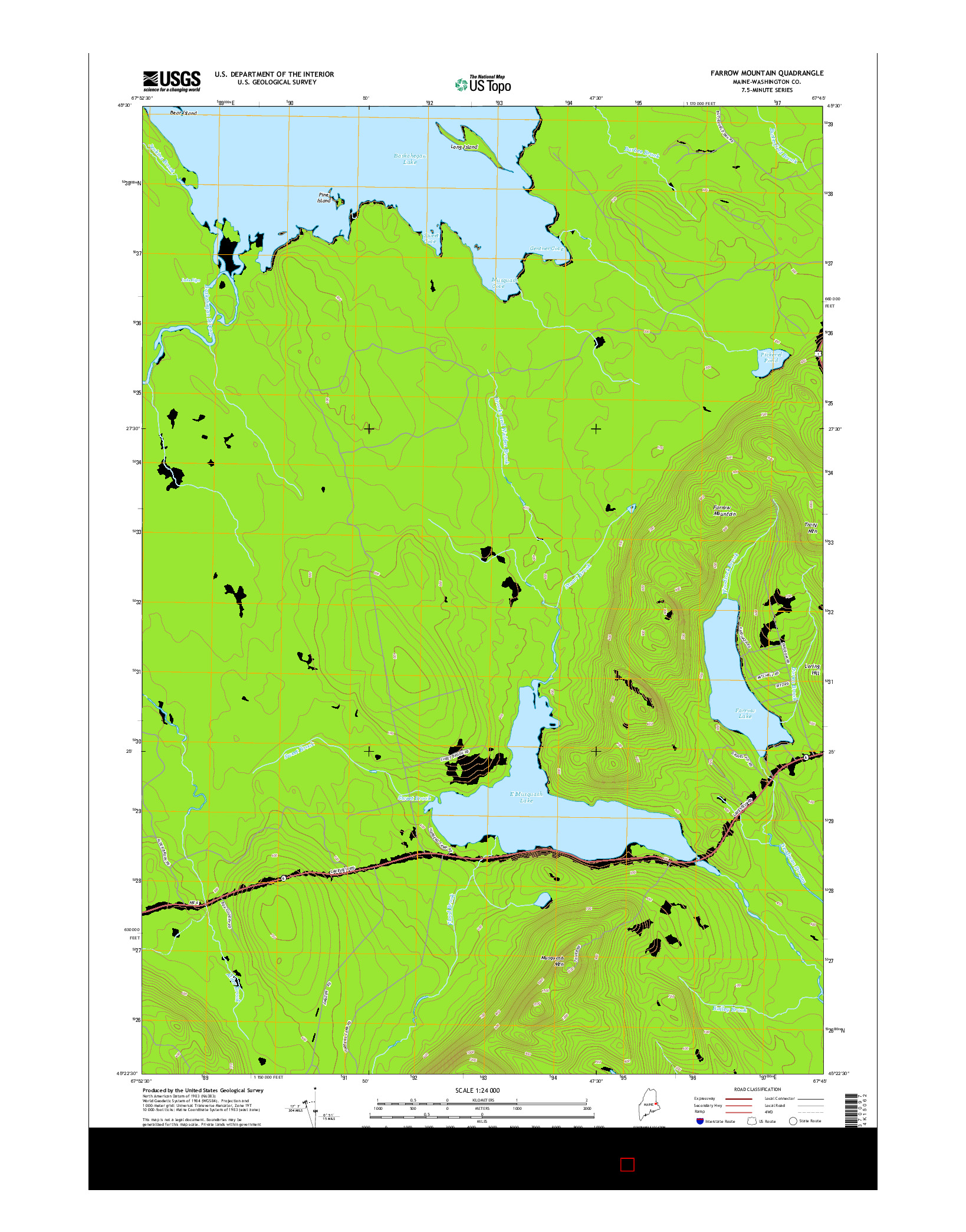USGS US TOPO 7.5-MINUTE MAP FOR FARROW MOUNTAIN, ME 2014