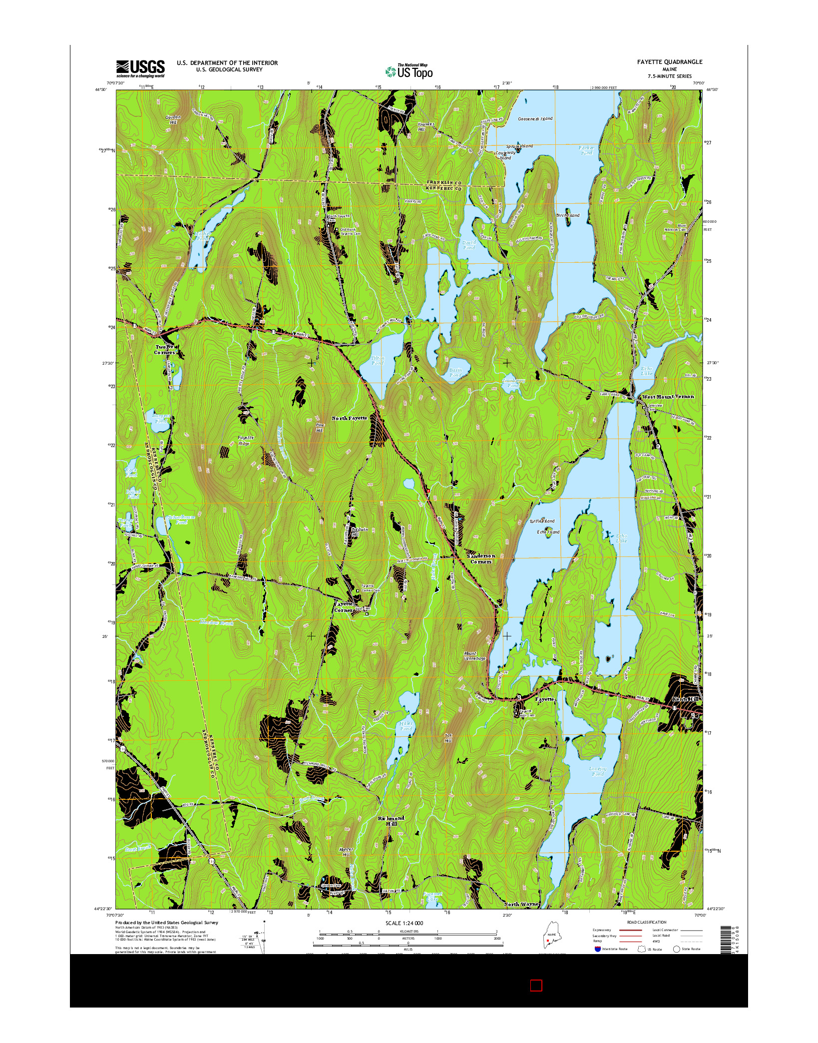 USGS US TOPO 7.5-MINUTE MAP FOR FAYETTE, ME 2014
