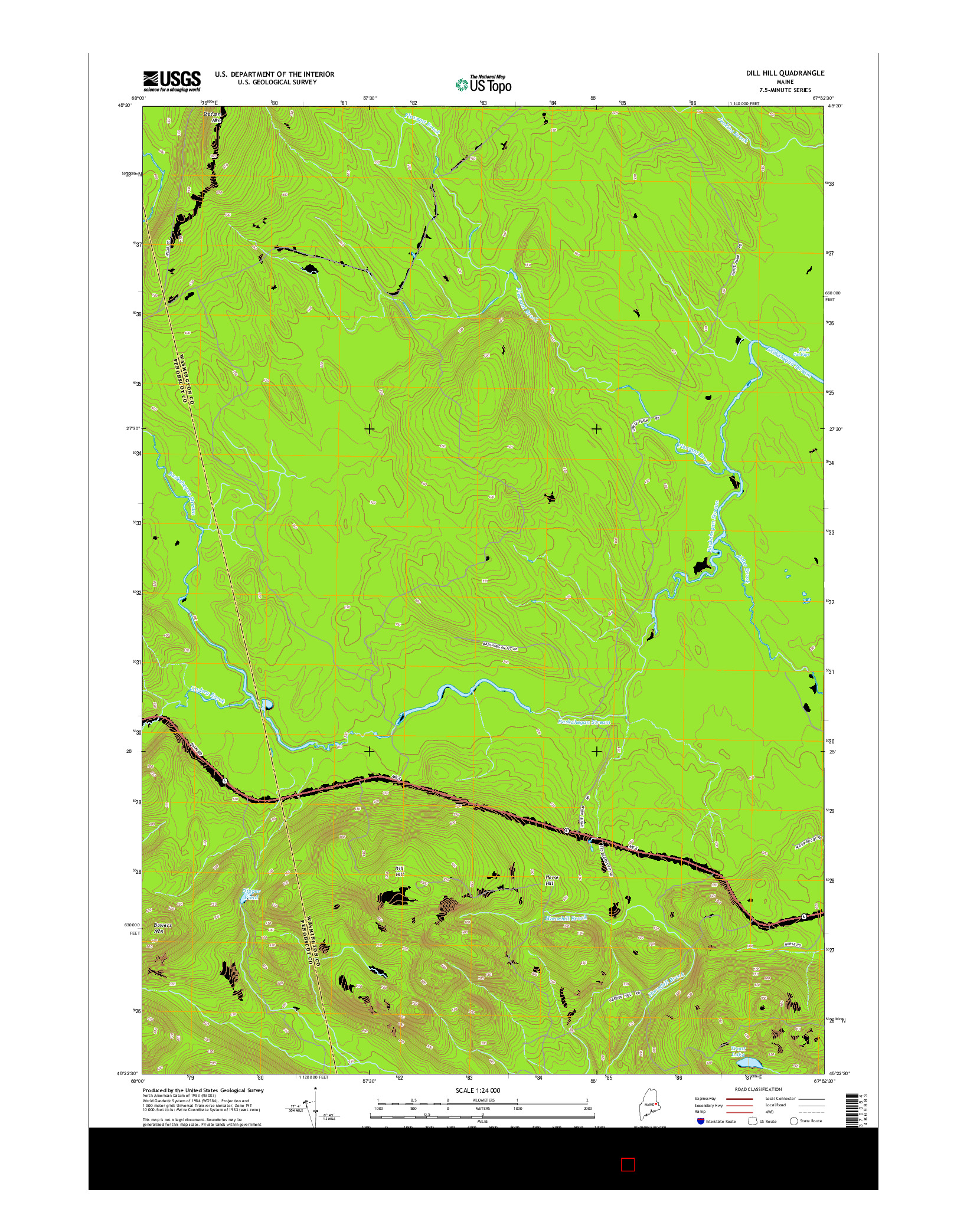 USGS US TOPO 7.5-MINUTE MAP FOR DILL HILL, ME 2014
