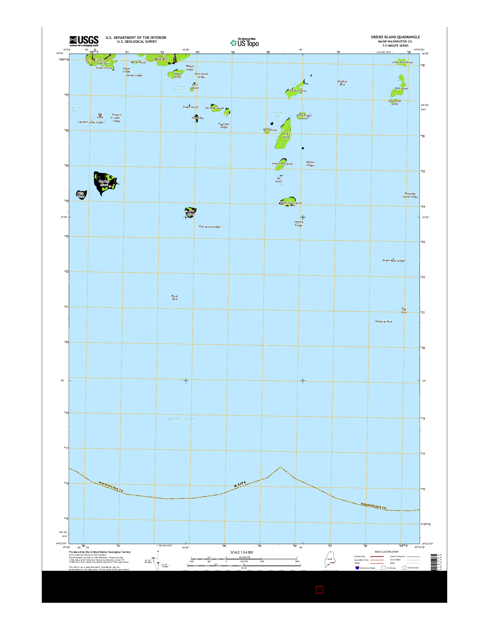 USGS US TOPO 7.5-MINUTE MAP FOR DRISKO ISLAND, ME 2014