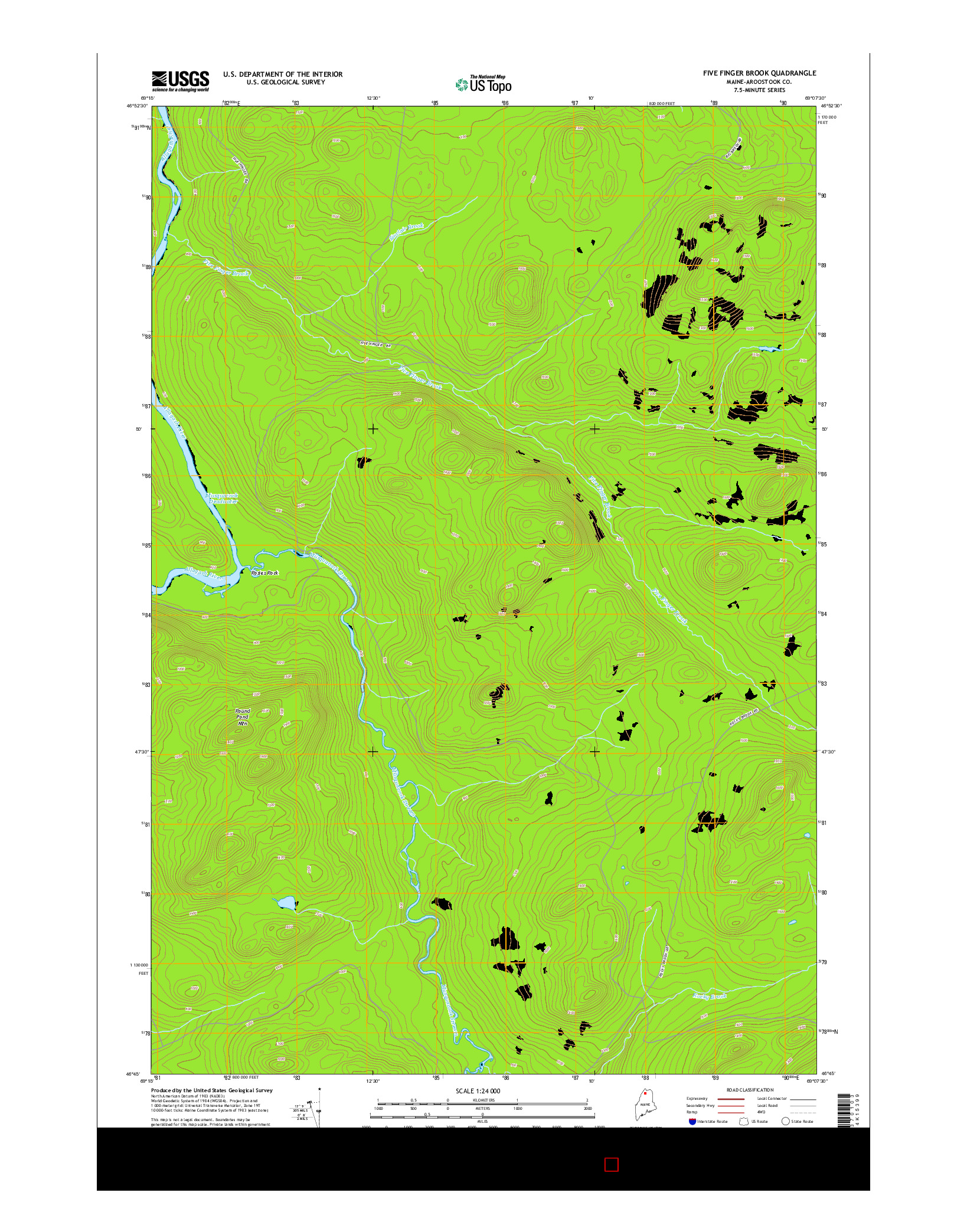 USGS US TOPO 7.5-MINUTE MAP FOR FIVE FINGER BROOK, ME 2014