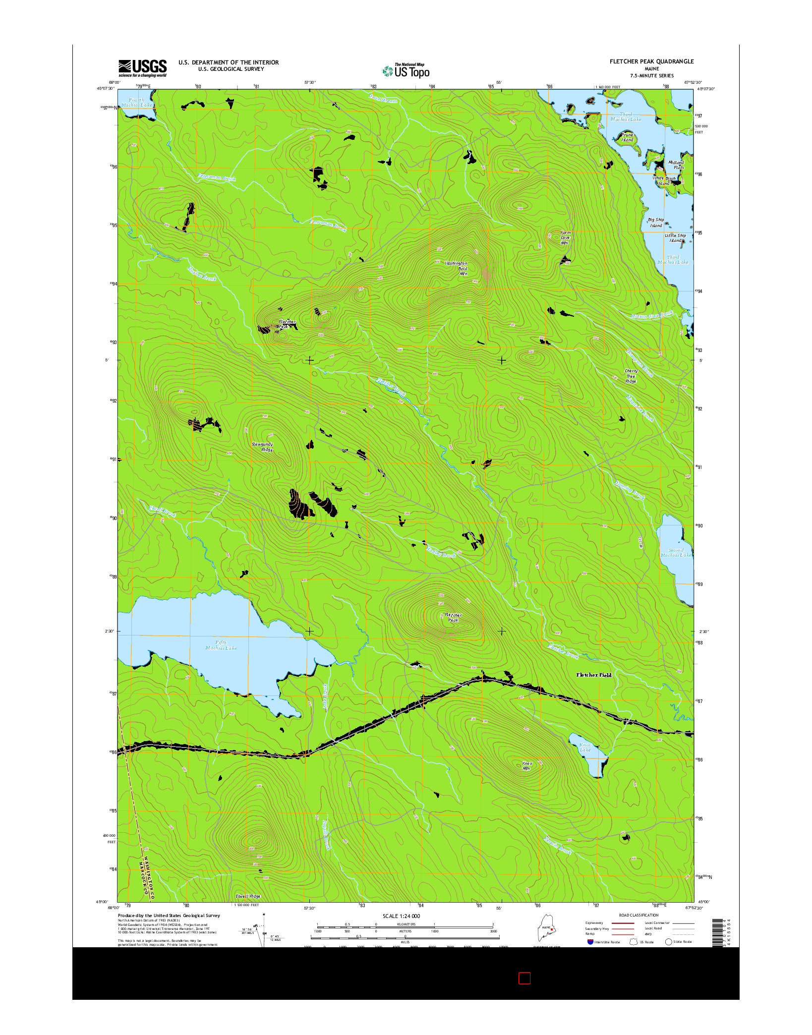 USGS US TOPO 7.5-MINUTE MAP FOR FLETCHER PEAK, ME 2014