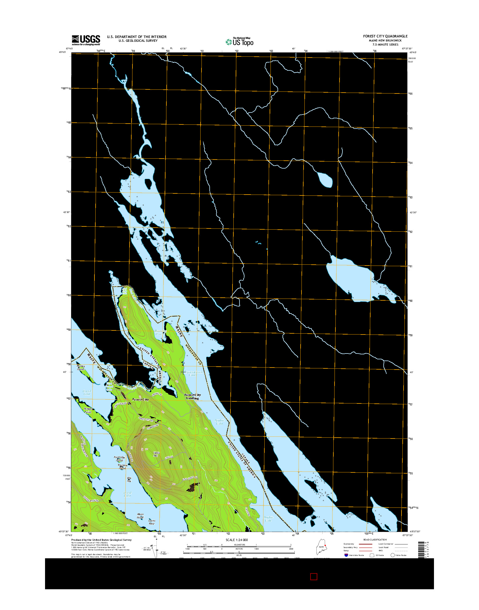 USGS US TOPO 7.5-MINUTE MAP FOR FOREST CITY, ME-NB 2014