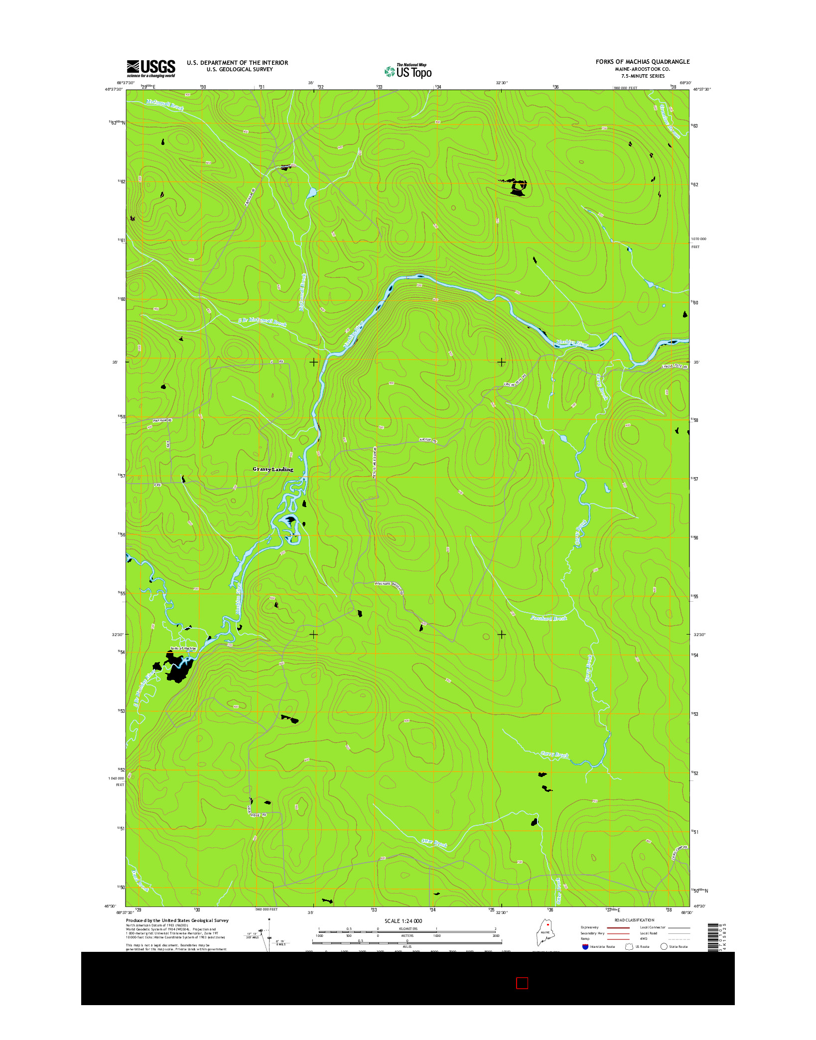 USGS US TOPO 7.5-MINUTE MAP FOR FORKS OF MACHIAS, ME 2014