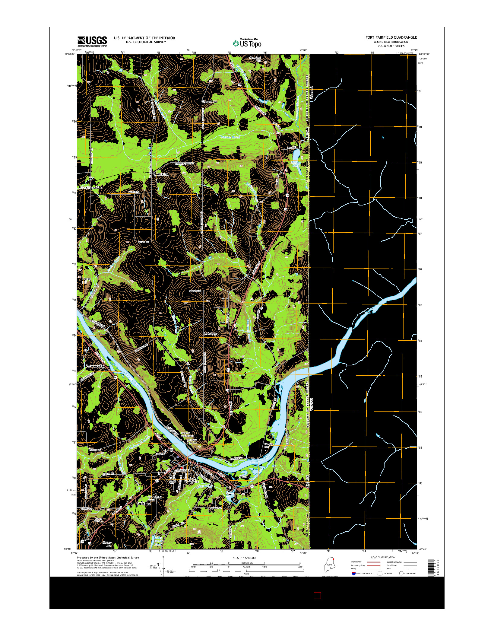 USGS US TOPO 7.5-MINUTE MAP FOR FORT FAIRFIELD, ME-NB 2014