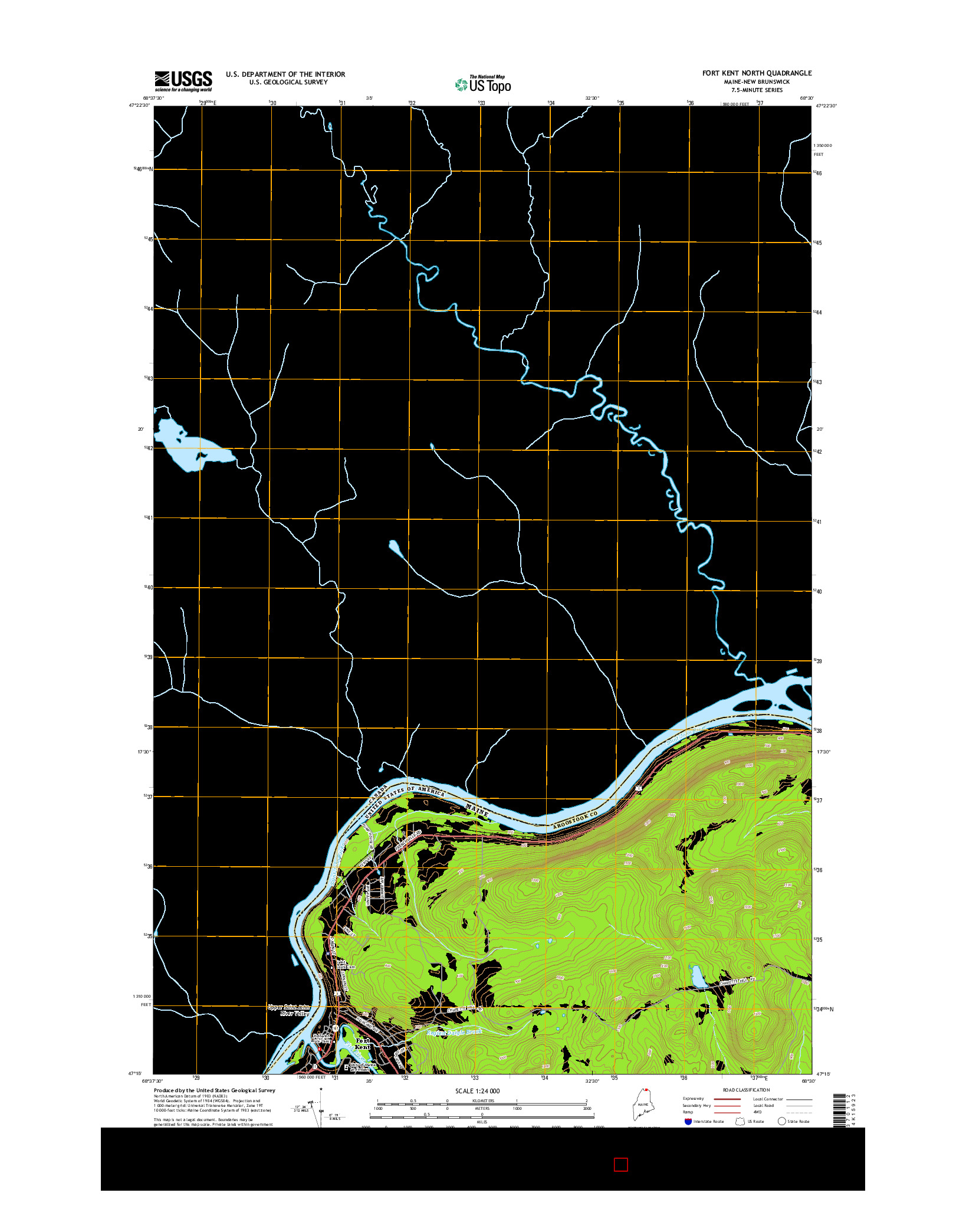 USGS US TOPO 7.5-MINUTE MAP FOR FORT KENT NORTH, ME-NB 2014