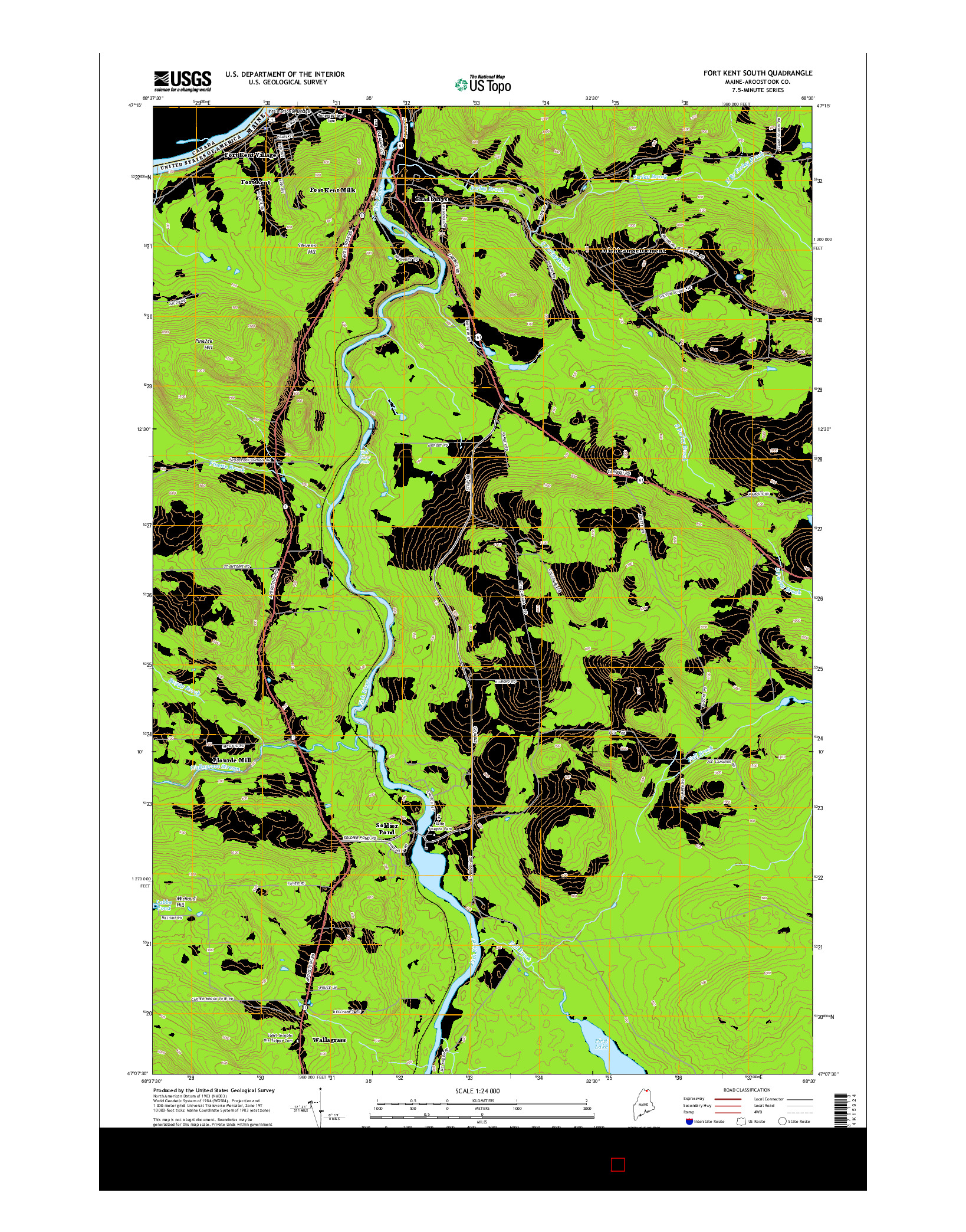 USGS US TOPO 7.5-MINUTE MAP FOR FORT KENT SOUTH, ME 2014