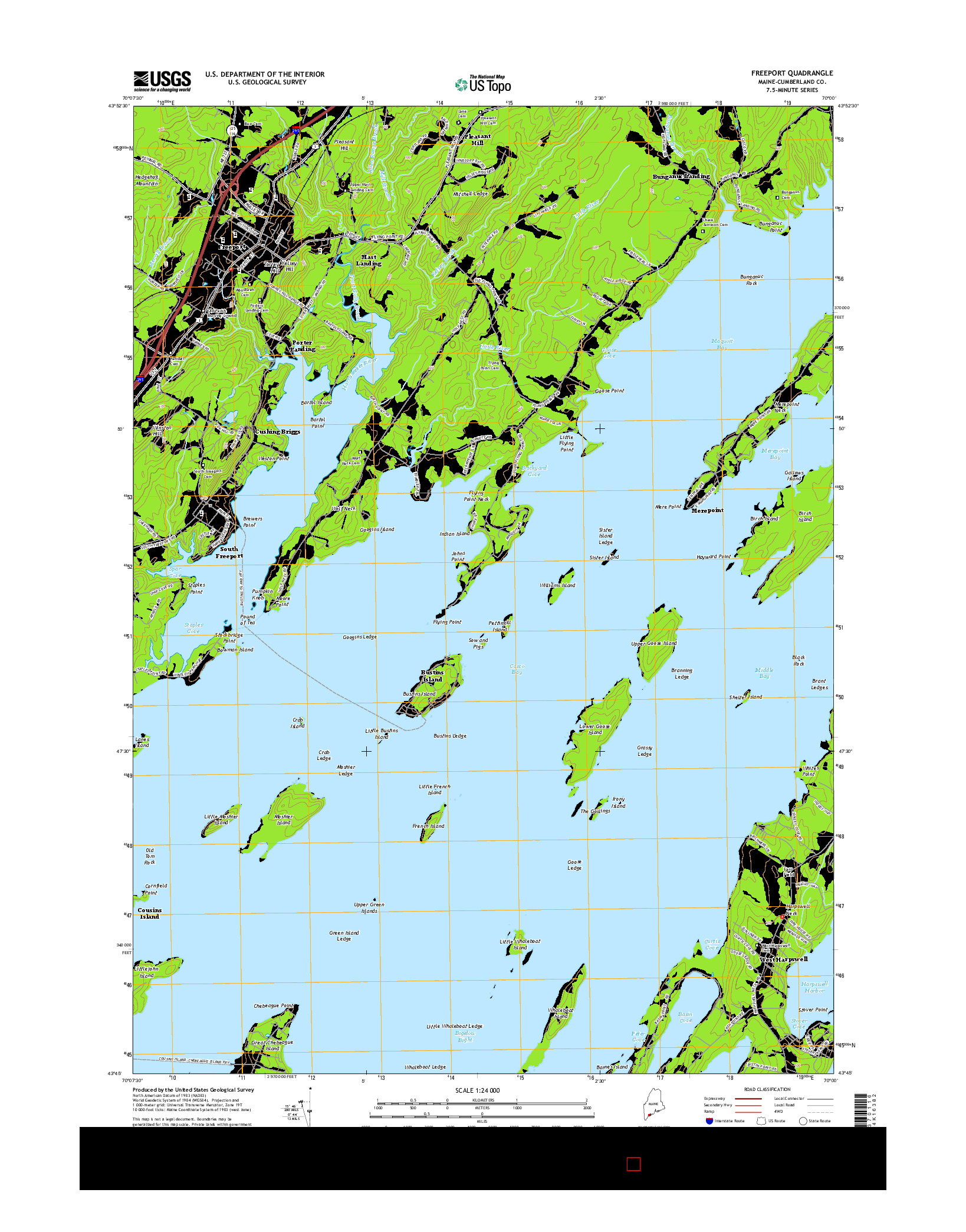 USGS US TOPO 7.5-MINUTE MAP FOR FREEPORT, ME 2014