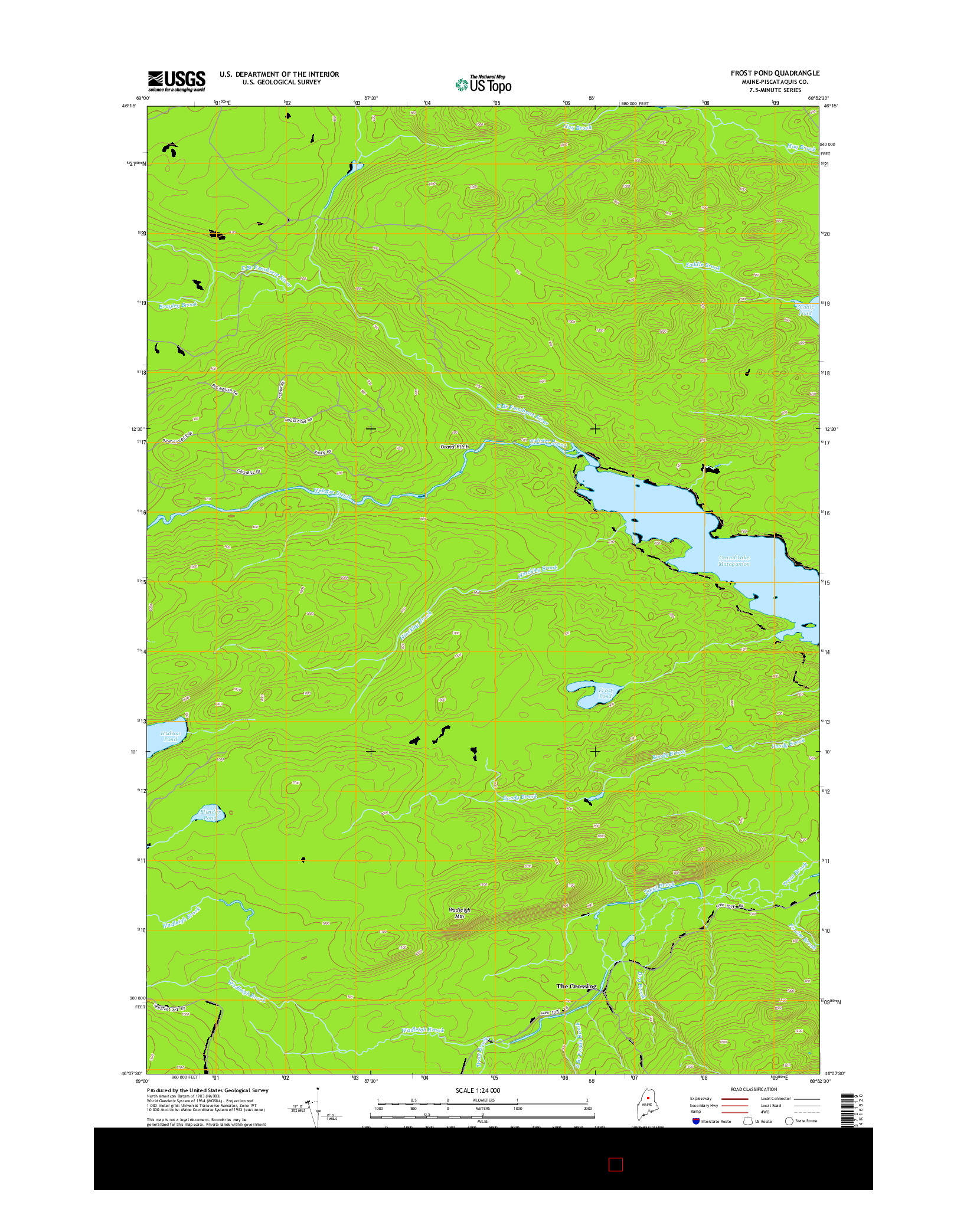 USGS US TOPO 7.5-MINUTE MAP FOR FROST POND, ME 2014