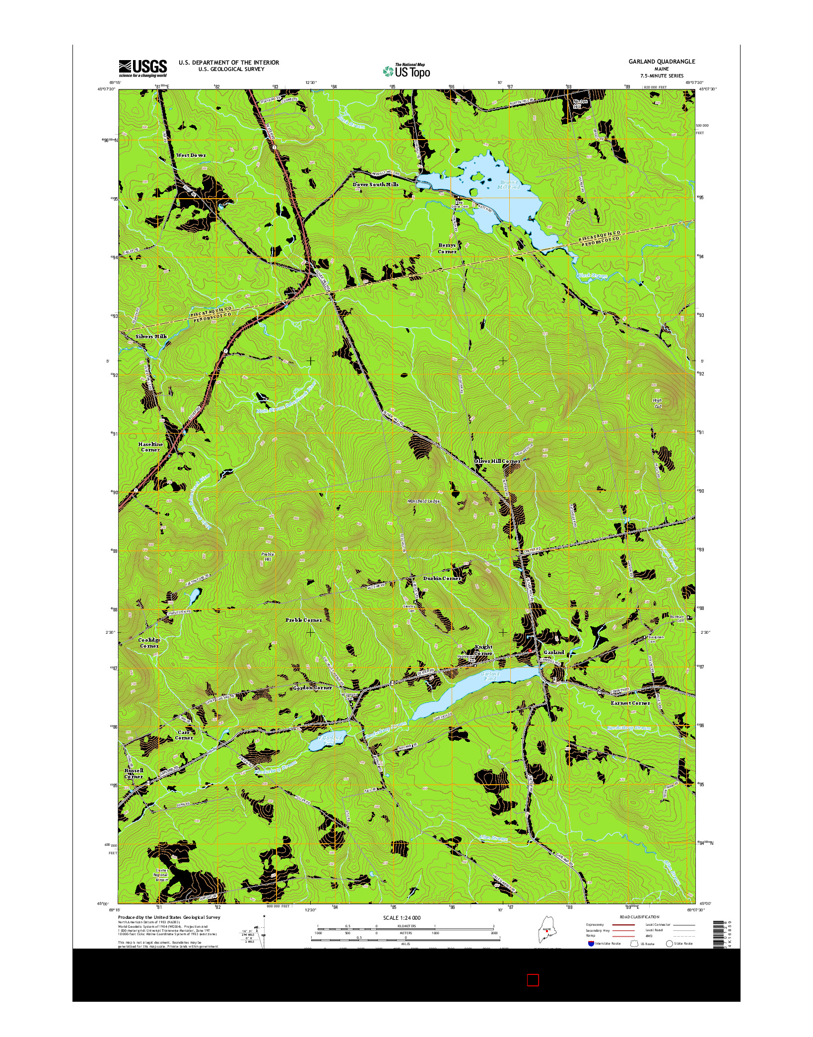 USGS US TOPO 7.5-MINUTE MAP FOR GARLAND, ME 2014