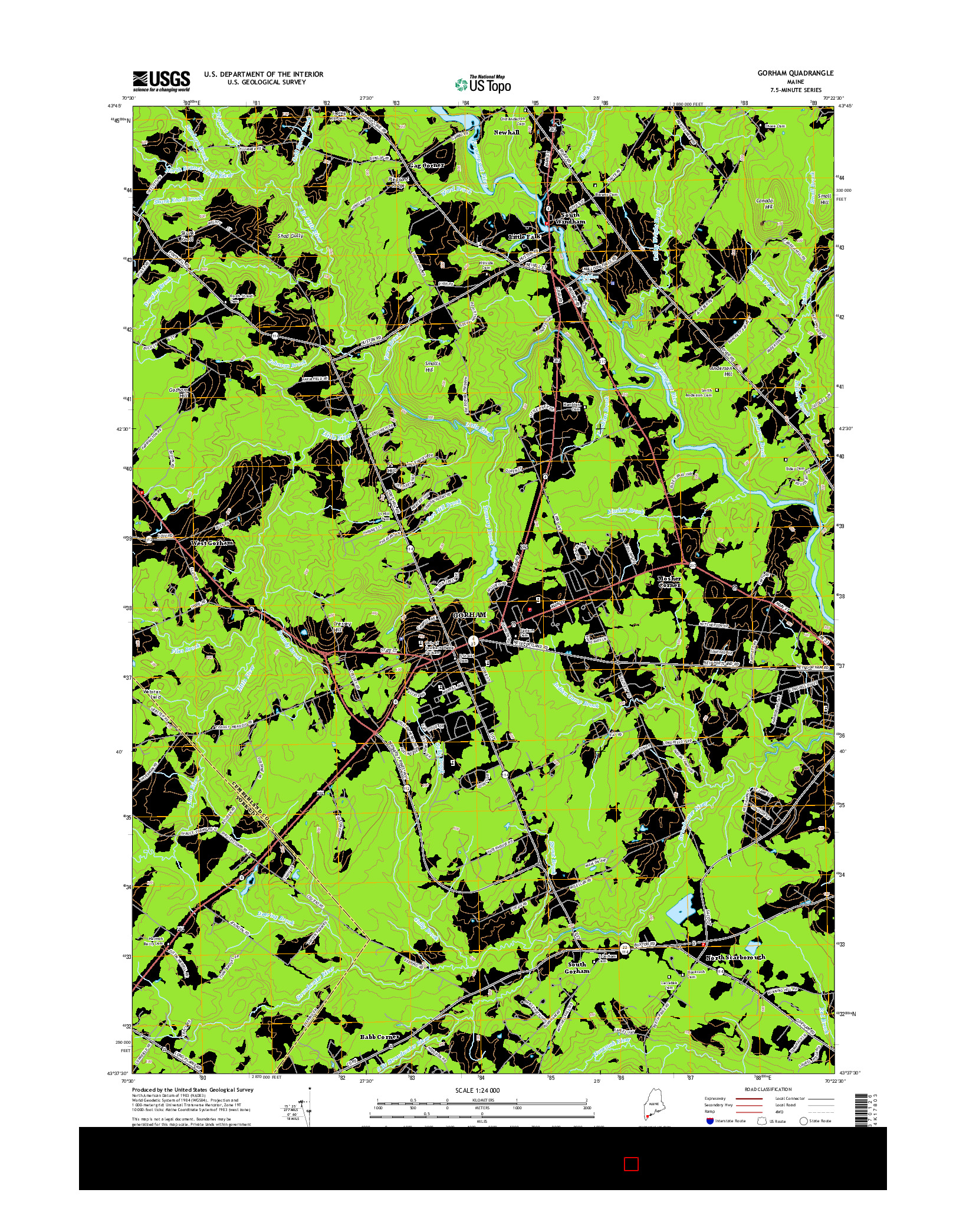 USGS US TOPO 7.5-MINUTE MAP FOR GORHAM, ME 2014