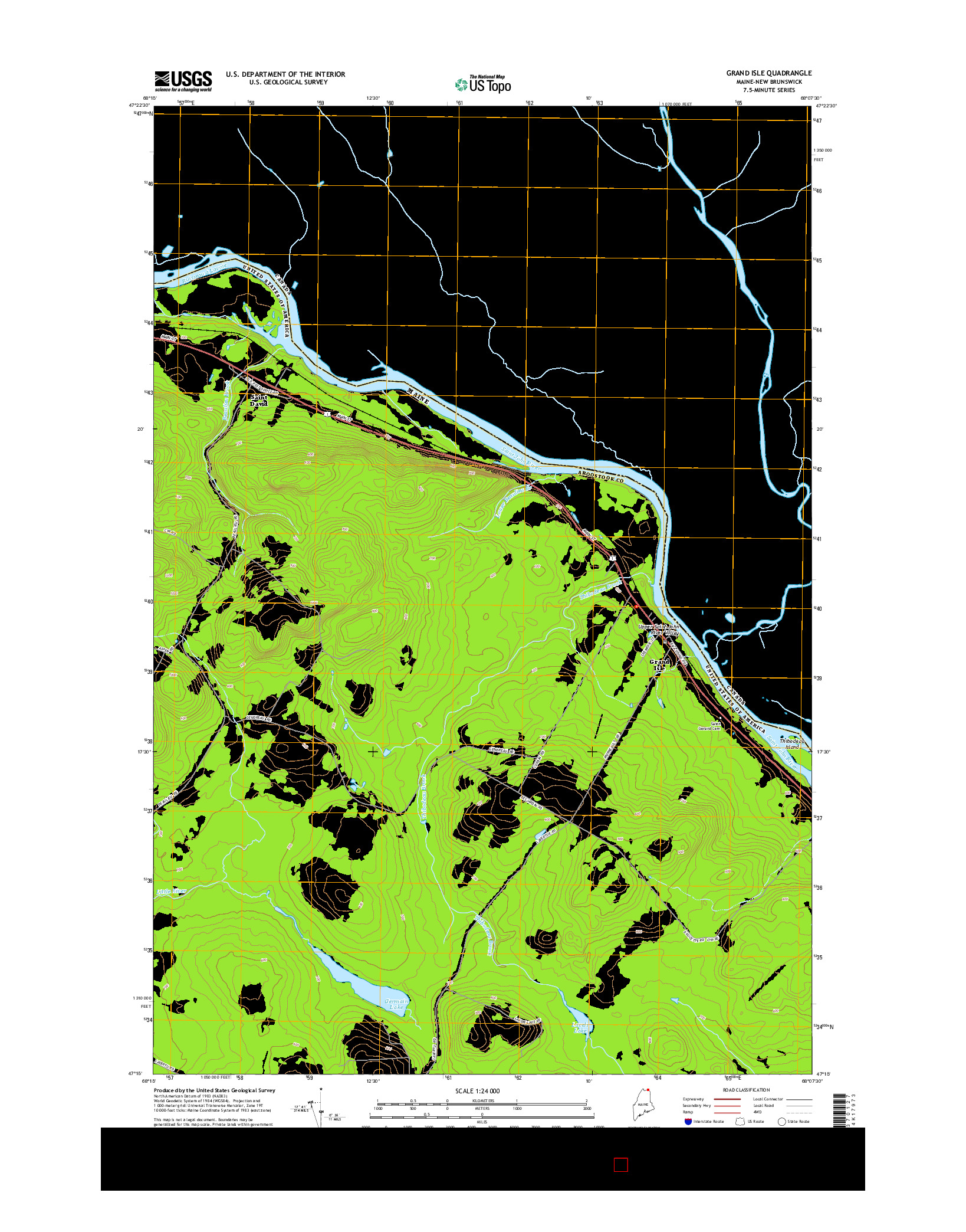 USGS US TOPO 7.5-MINUTE MAP FOR GRAND ISLE, ME-NB 2014