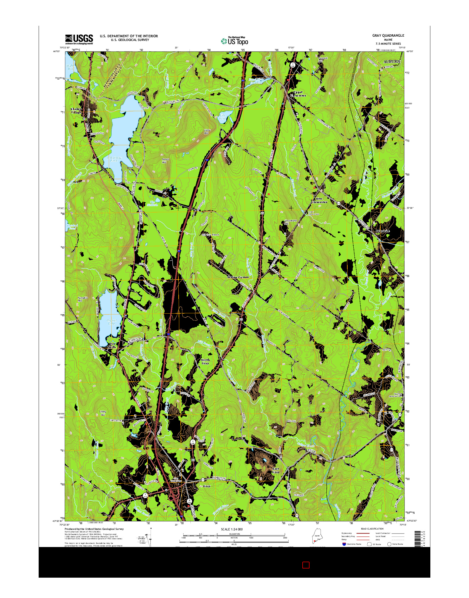 USGS US TOPO 7.5-MINUTE MAP FOR GRAY, ME 2014