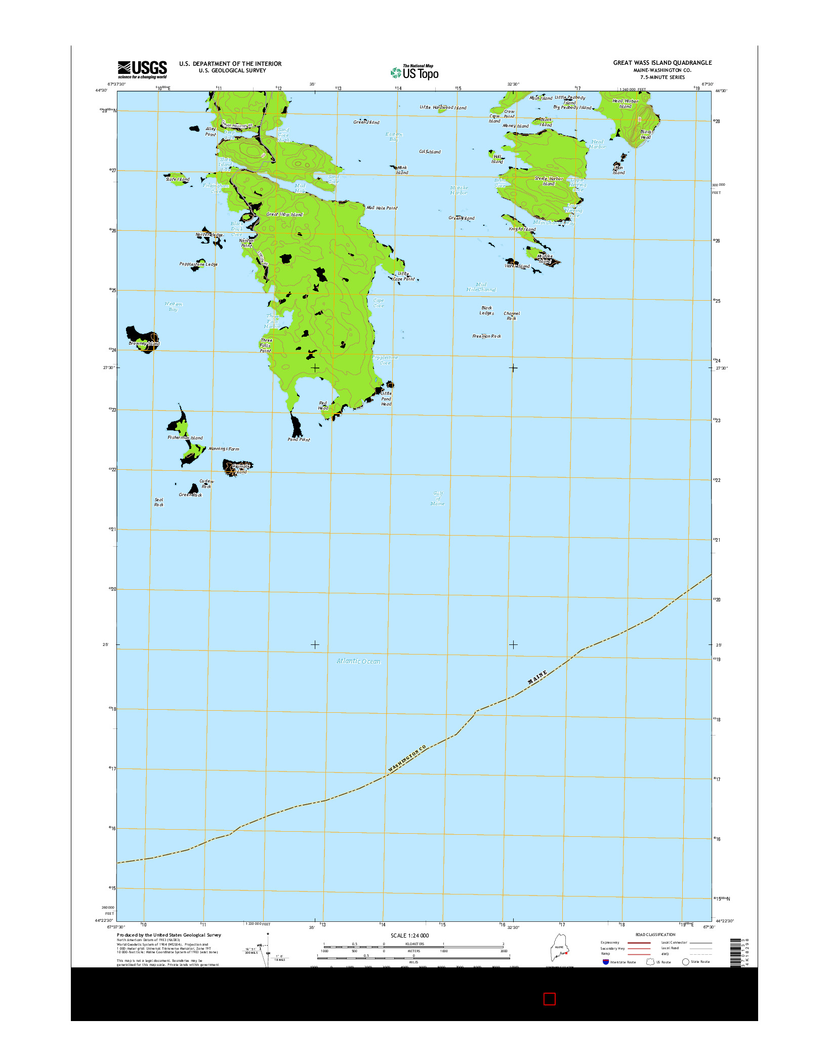 USGS US TOPO 7.5-MINUTE MAP FOR GREAT WASS ISLAND, ME 2014
