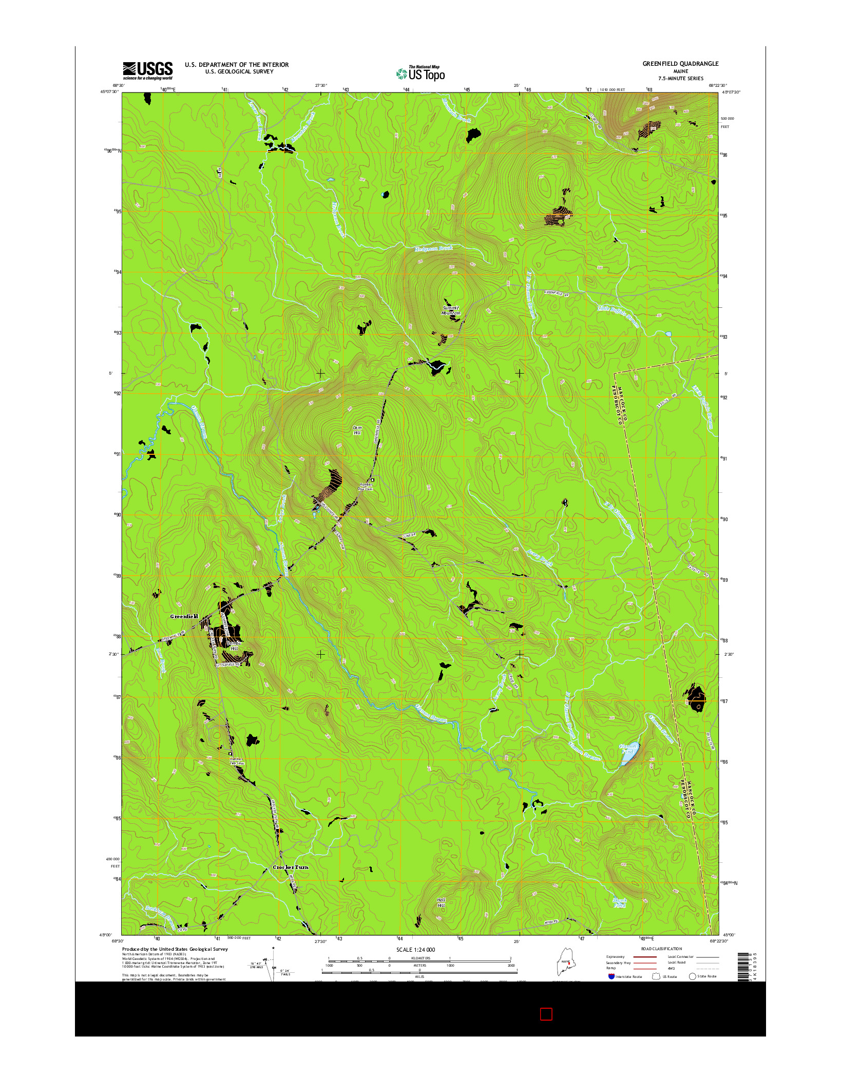USGS US TOPO 7.5-MINUTE MAP FOR GREENFIELD, ME 2014