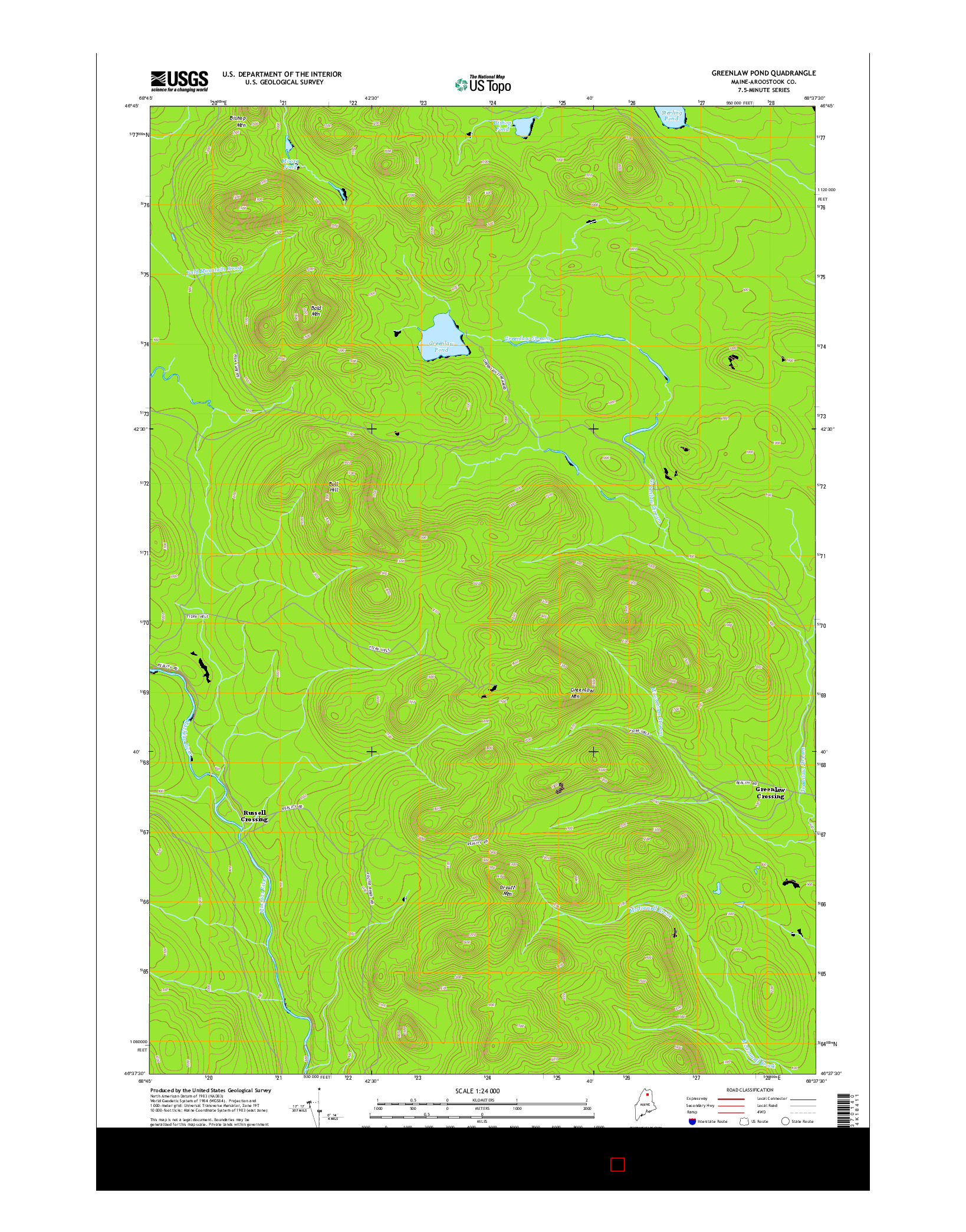 USGS US TOPO 7.5-MINUTE MAP FOR GREENLAW POND, ME 2014
