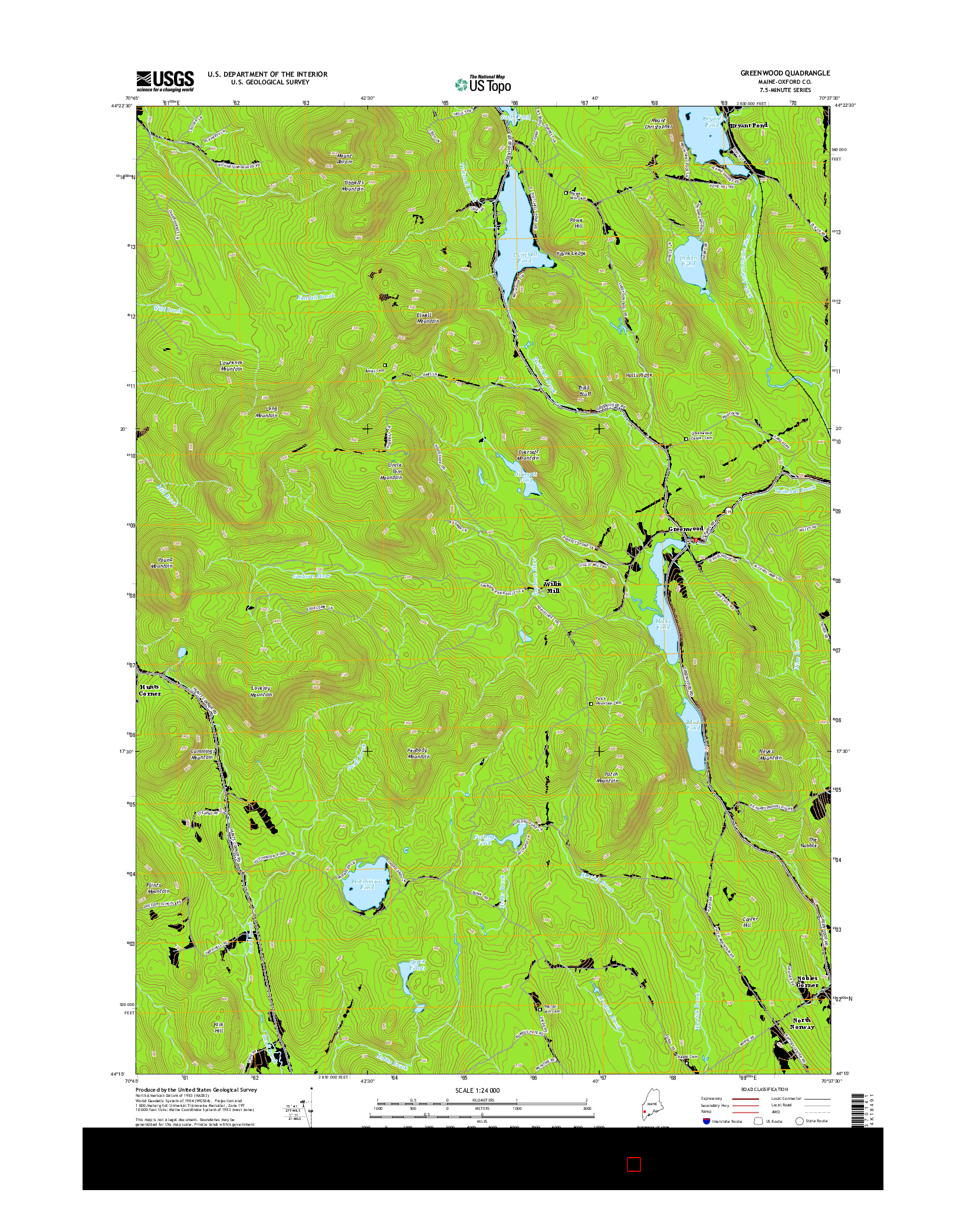 USGS US TOPO 7.5-MINUTE MAP FOR GREENWOOD, ME 2014