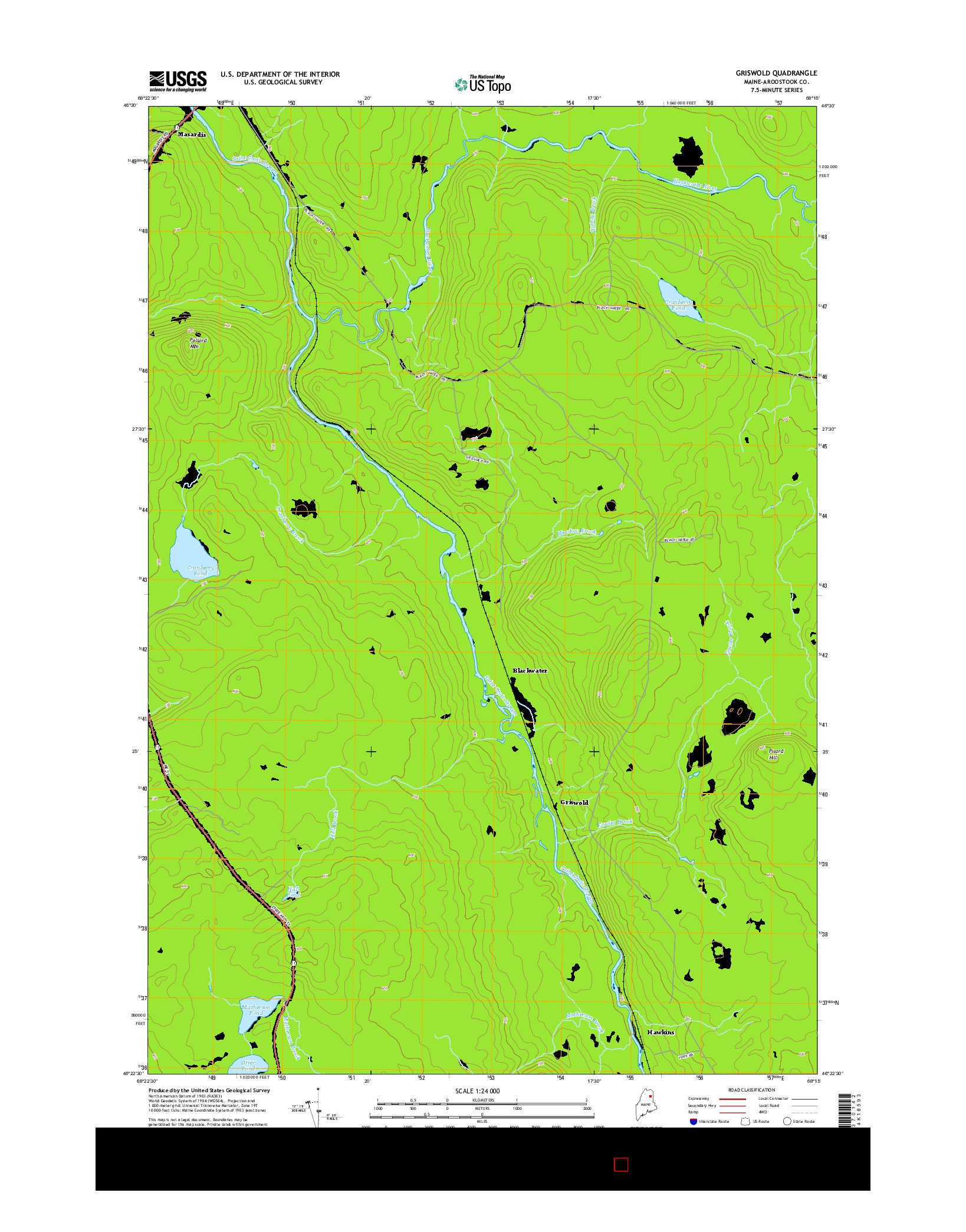 USGS US TOPO 7.5-MINUTE MAP FOR GRISWOLD, ME 2014