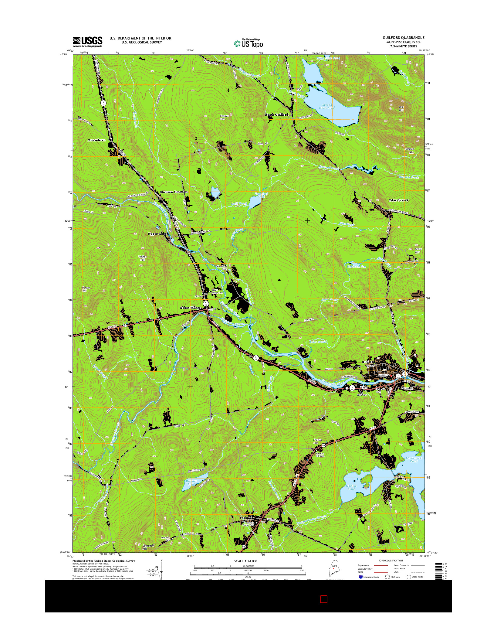USGS US TOPO 7.5-MINUTE MAP FOR GUILFORD, ME 2014
