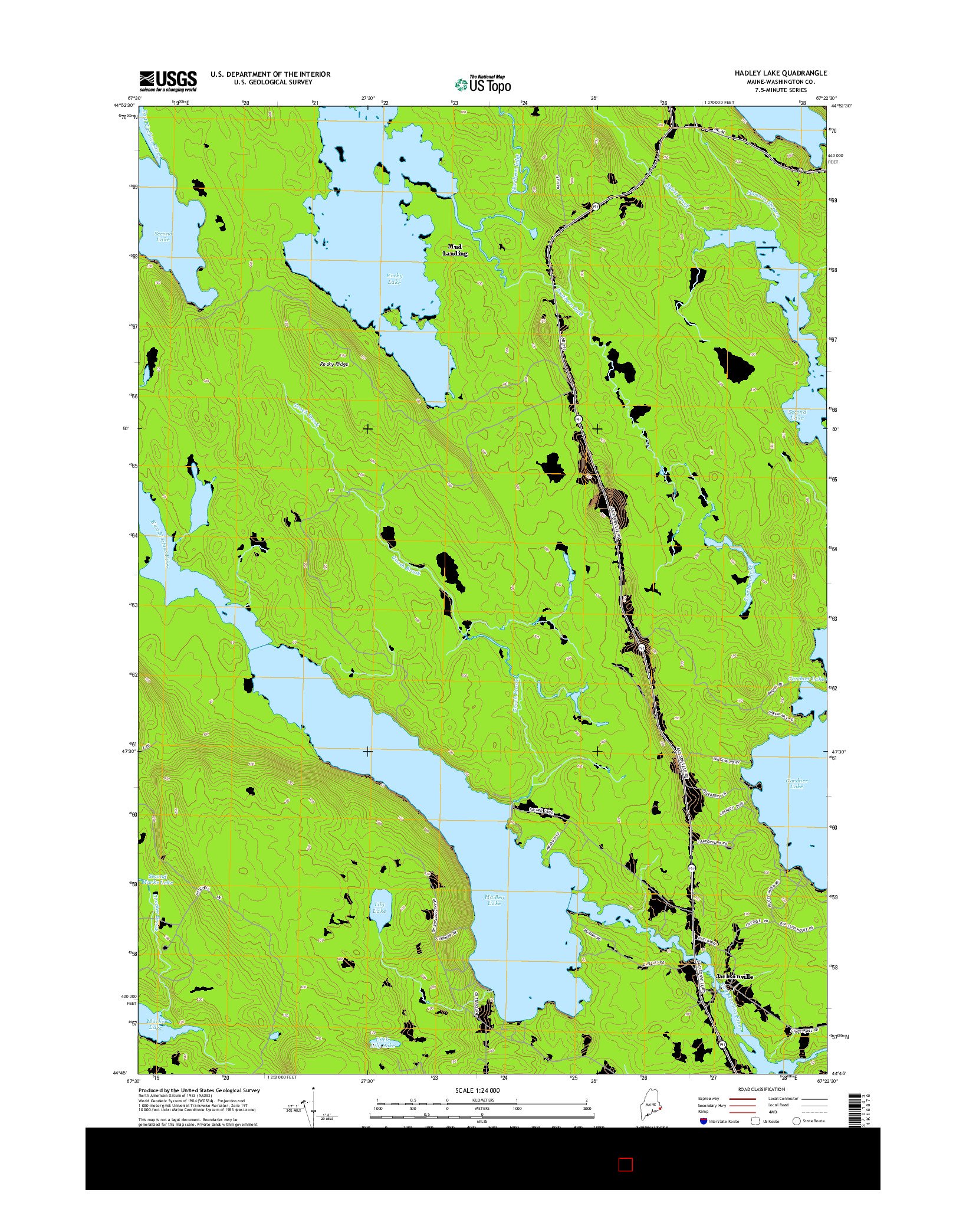 USGS US TOPO 7.5-MINUTE MAP FOR HADLEY LAKE, ME 2014