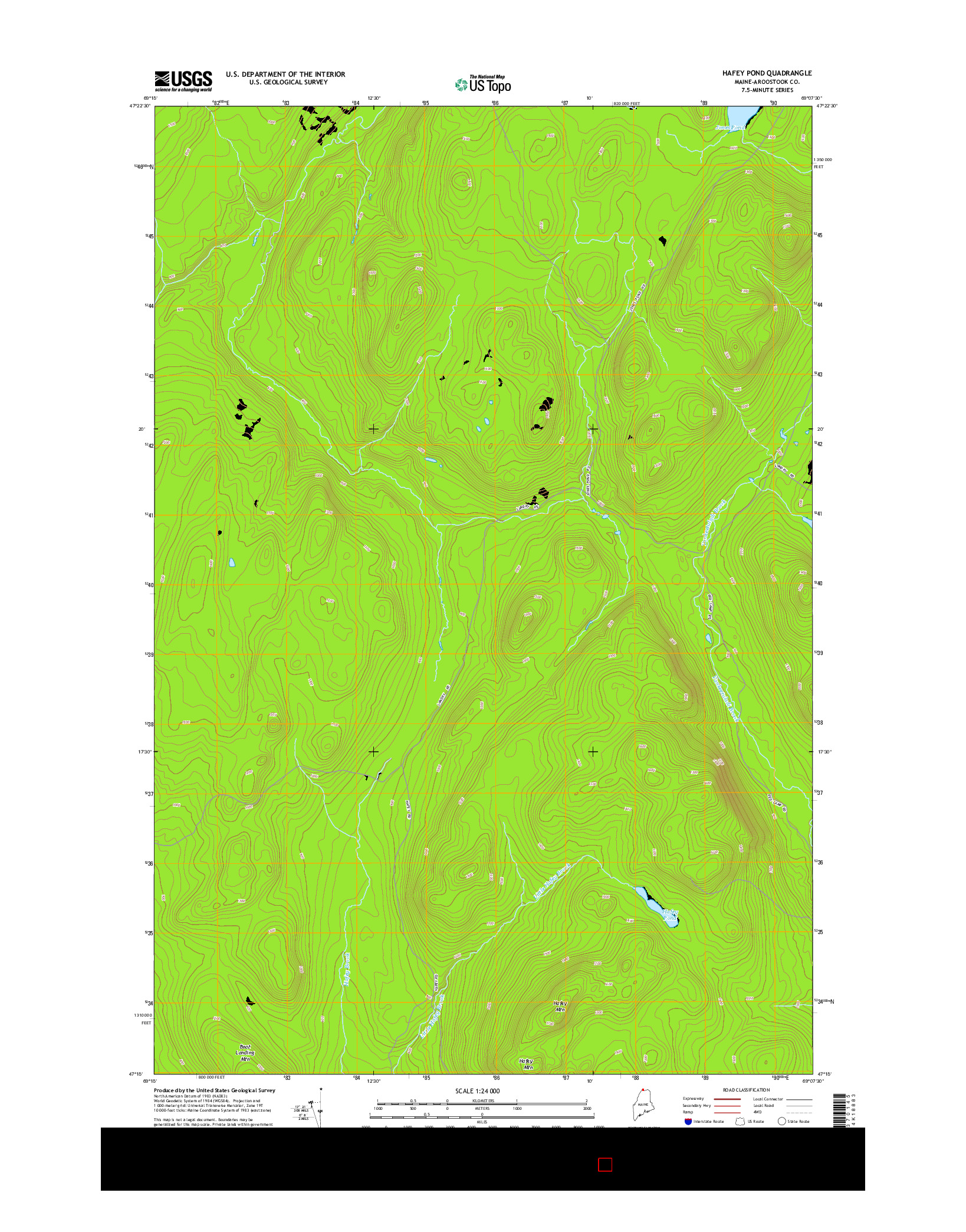 USGS US TOPO 7.5-MINUTE MAP FOR HAFEY POND, ME 2014