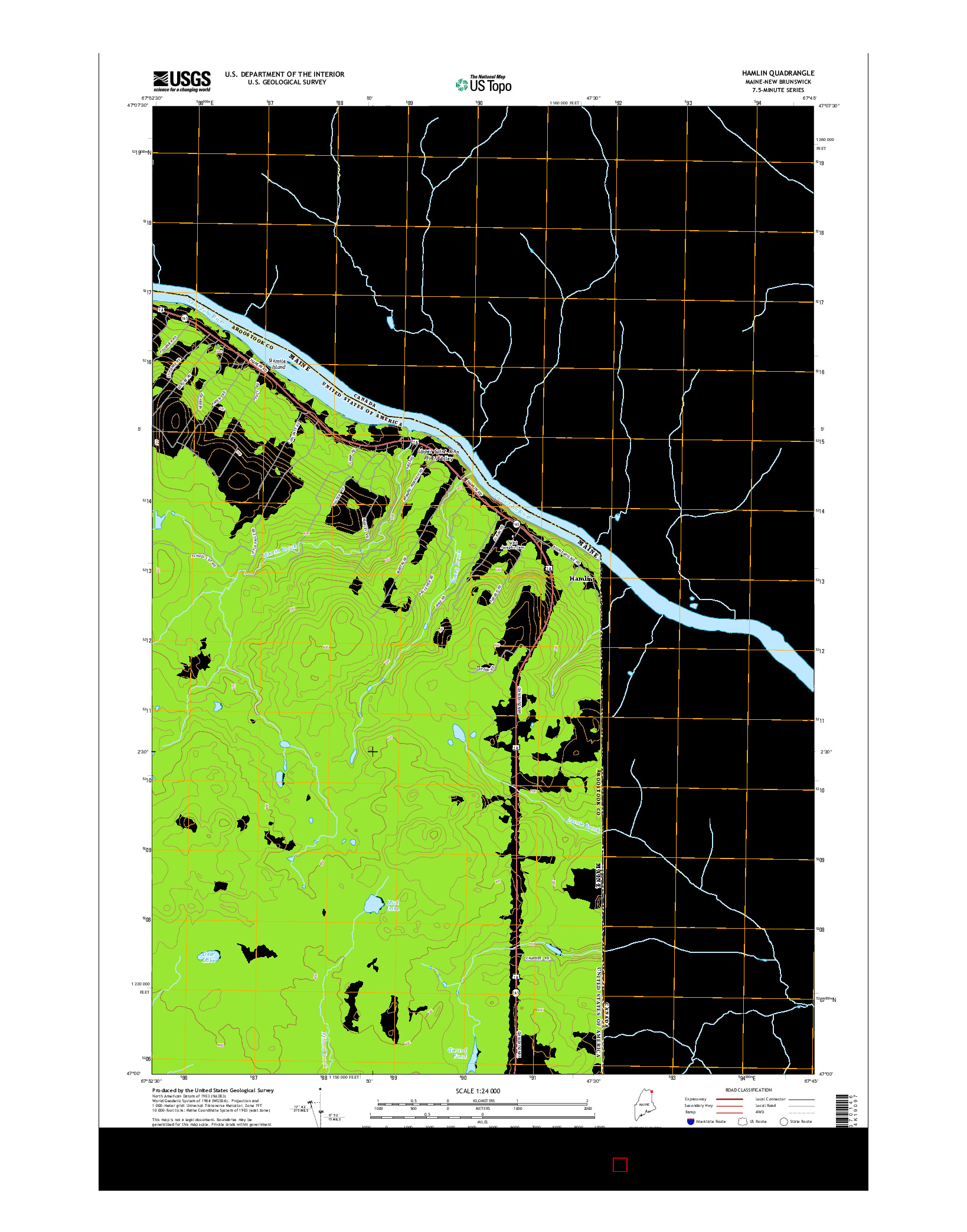 USGS US TOPO 7.5-MINUTE MAP FOR HAMLIN, ME-NB 2014