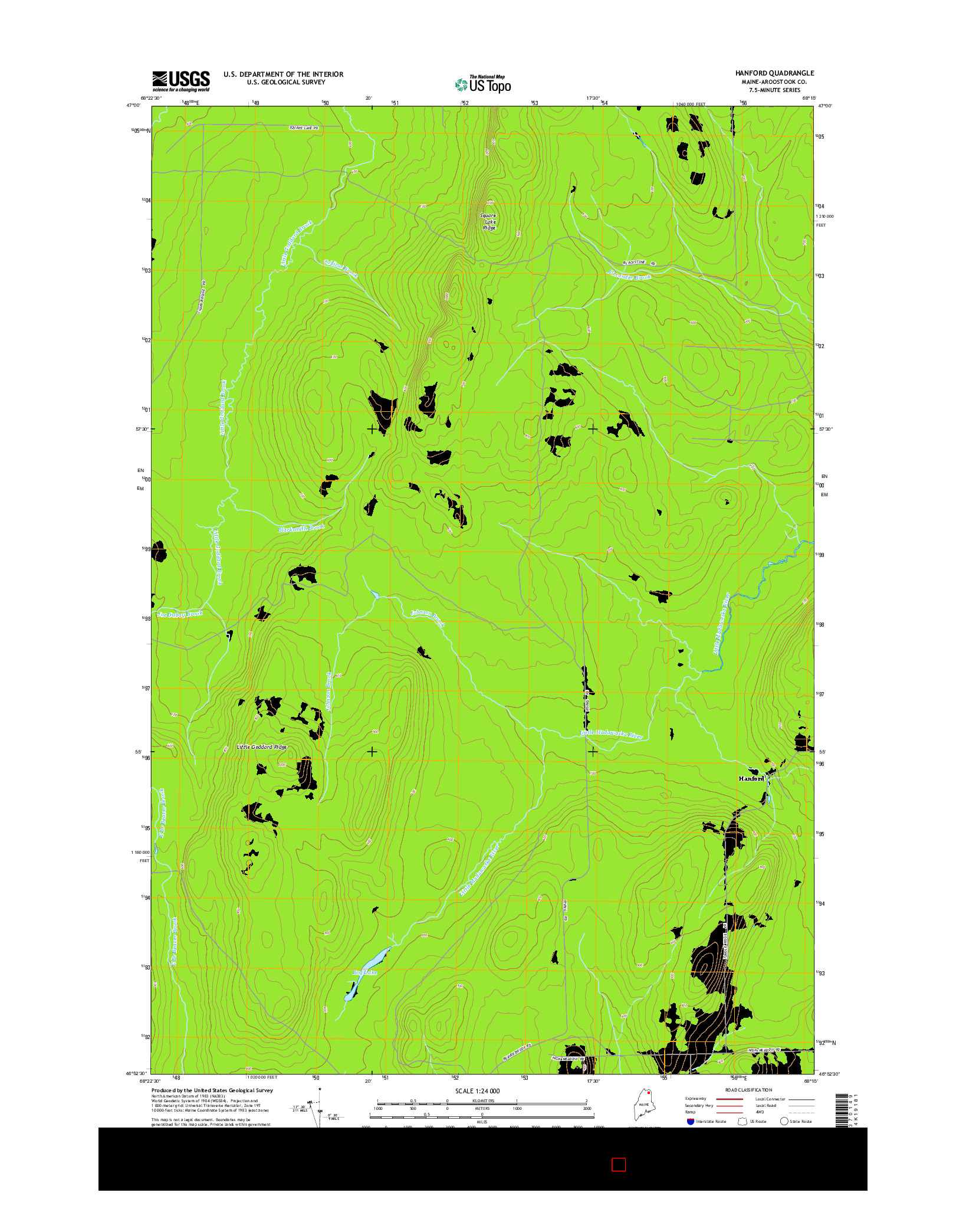 USGS US TOPO 7.5-MINUTE MAP FOR HANFORD, ME 2014